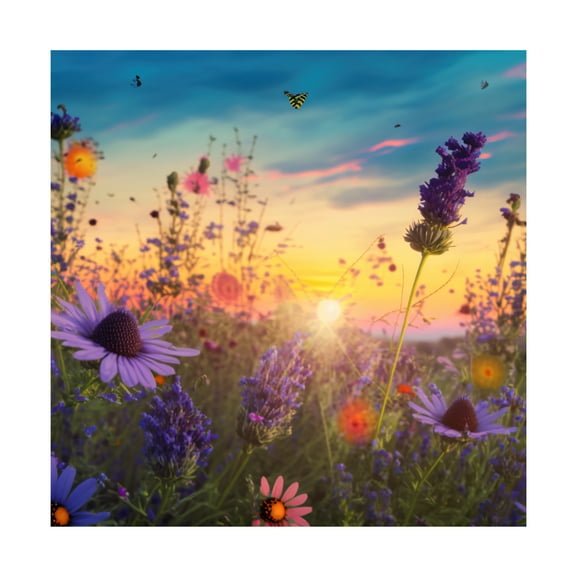 Canvas Wall Art - Ray Heere 'Flowering Fields 8' Wall Art for Living Room, Bedroom, or Office Décor by Trademark Fine Art - 14 x 14 Inches