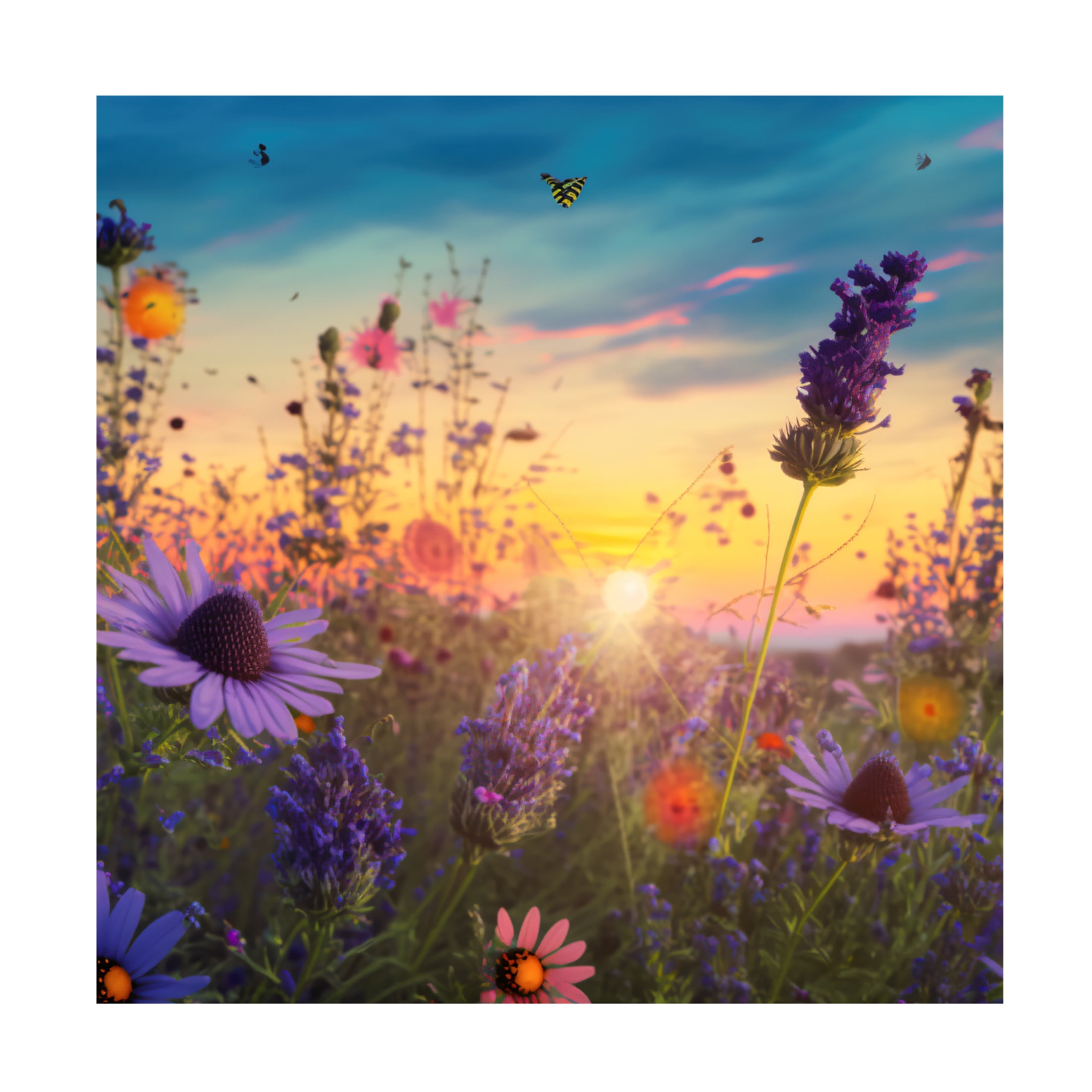Canvas Wall Art - Ray Heere 'Flowering Fields 8' Wall Art for Living Room, Bedroom, or Office Décor by Trademark Fine Art - 35 x 35 Inches