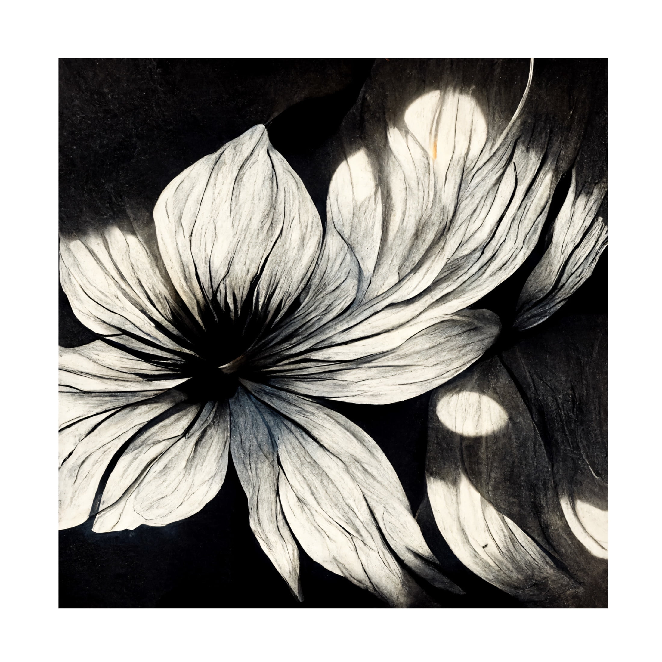 Canvas Wall Art - Ray Heere 'Flowers Black White 1' Wall Art for Living Room, Bedroom, or Office Décor by Trademark Fine Art - 35 x 35 Inches