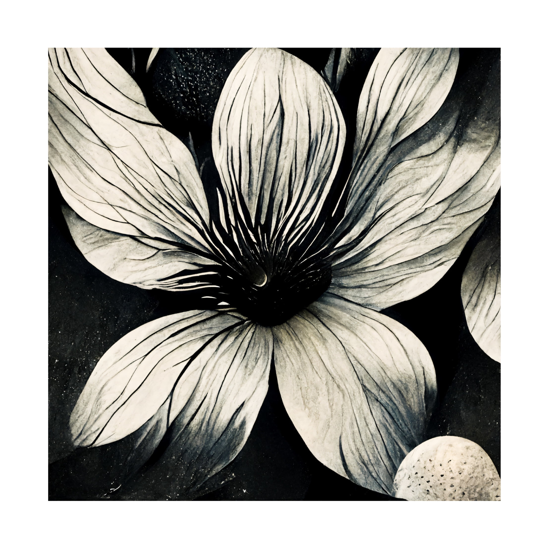 Canvas Wall Art - Ray Heere 'Flowers Black White 5' Wall Art for Living Room, Bedroom, or Office Décor by Trademark Fine Art - 35 x 35 Inches