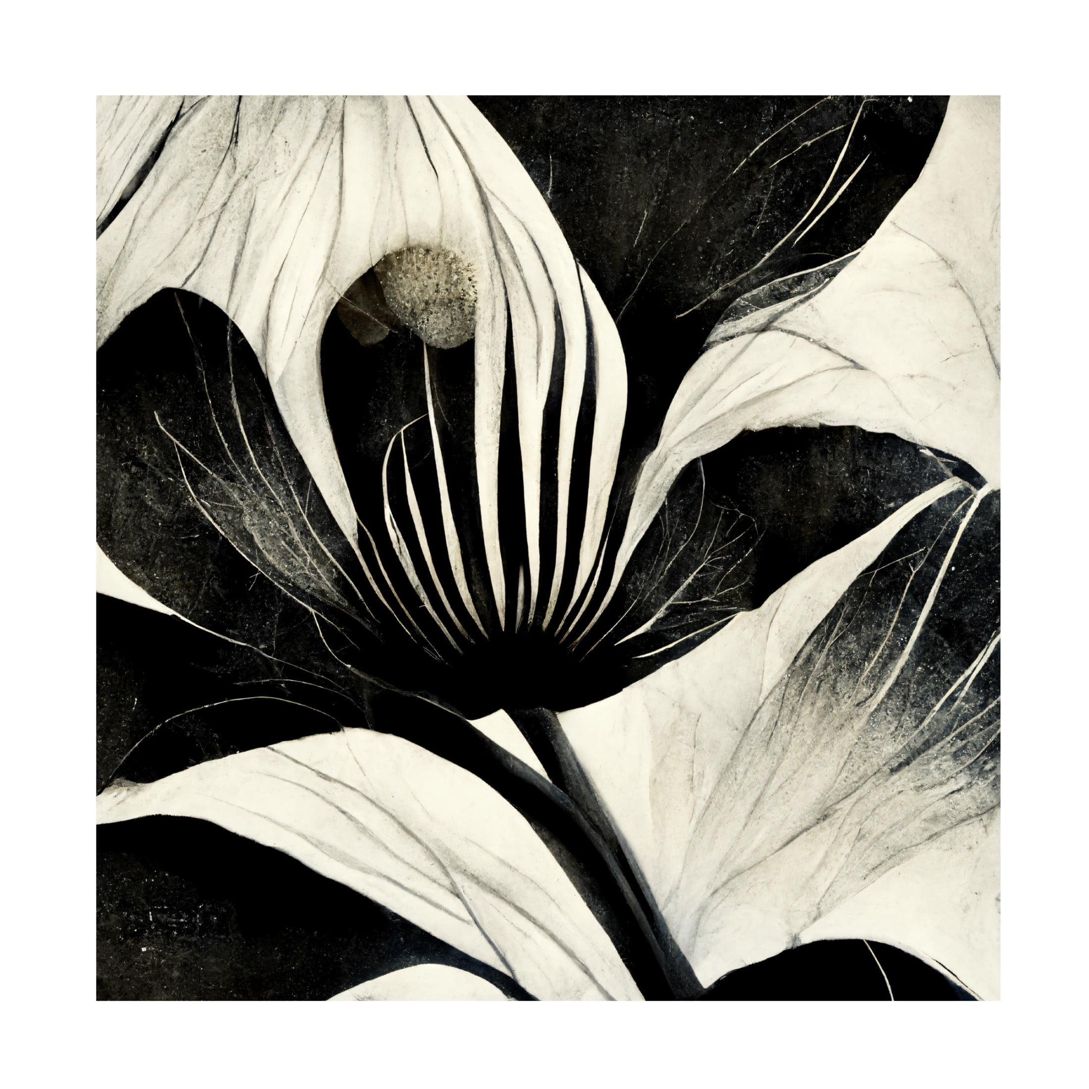 Canvas Wall Art - Ray Heere 'Flowers Black White 6' Wall Art for Living Room, Bedroom, or Office Décor by Trademark Fine Art - 24 x 24 Inches