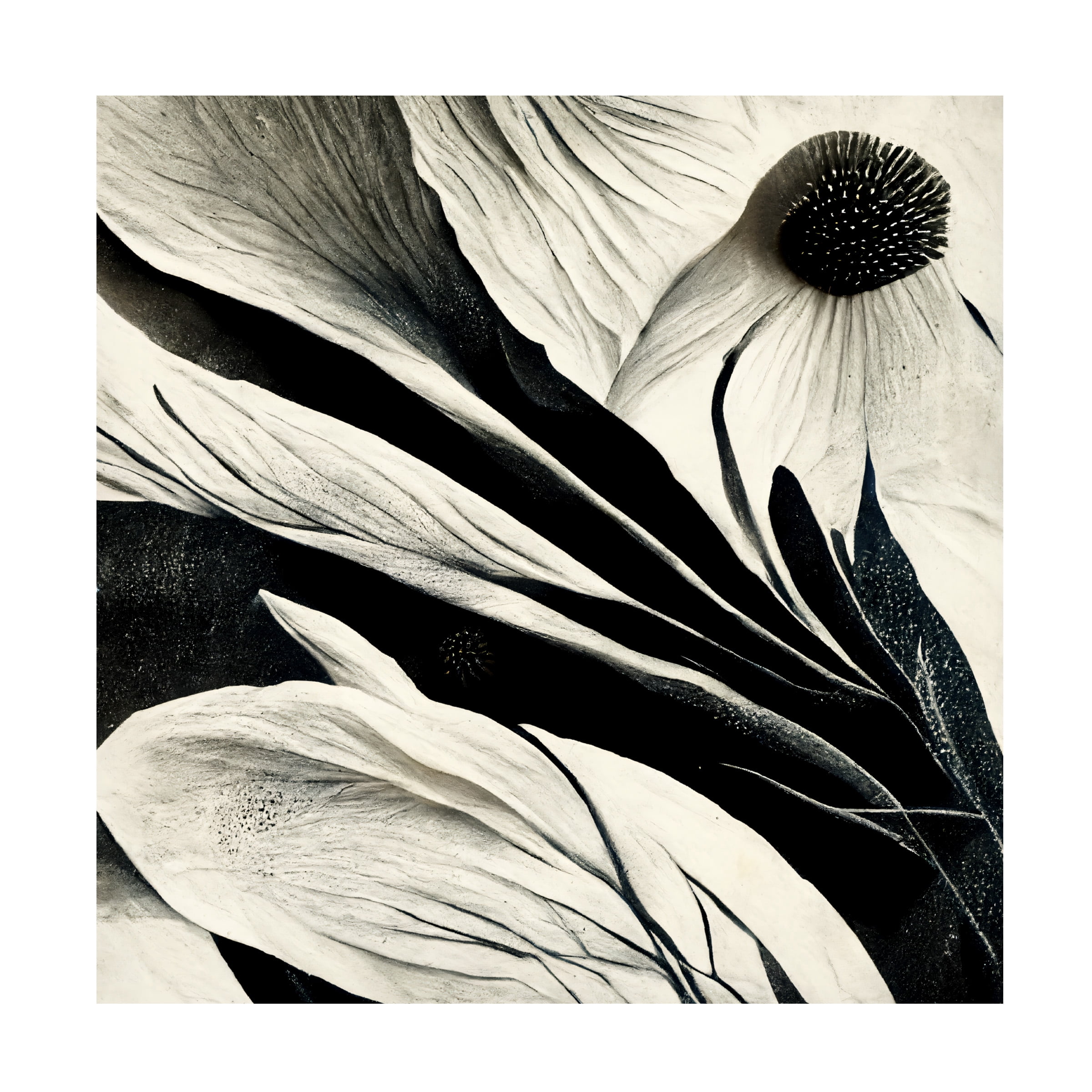 Canvas Wall Art - Ray Heere 'Flowers Black White 7' Wall Art for Living Room, Bedroom, or Office DÃ©cor by Trademark Fine Art - 24 x 24 Inches