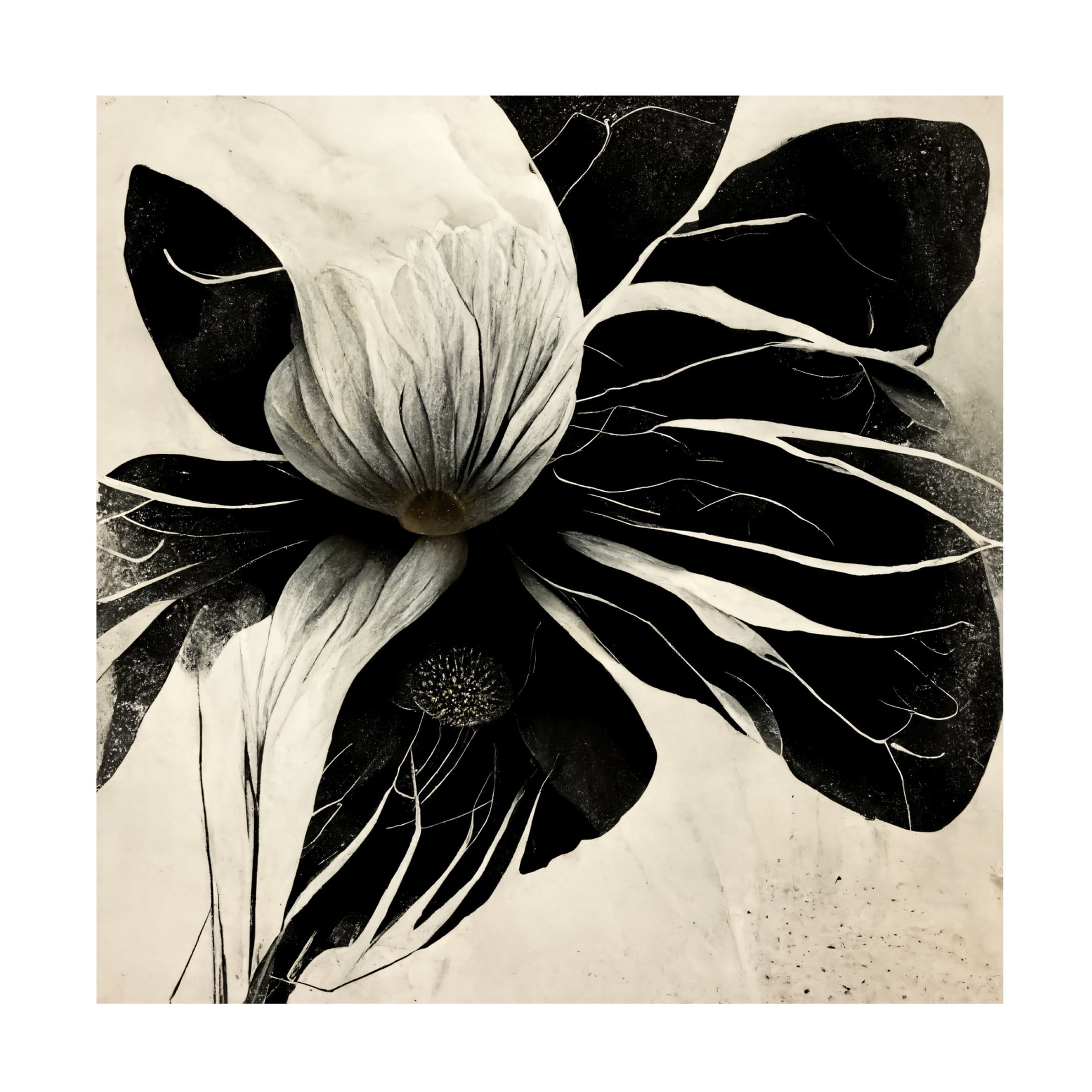 Canvas Wall Art - Ray Heere 'Flowers Black White 8' Wall Art for Living Room, Bedroom, or Office Décor by Trademark Fine Art - 24 x 24 Inches