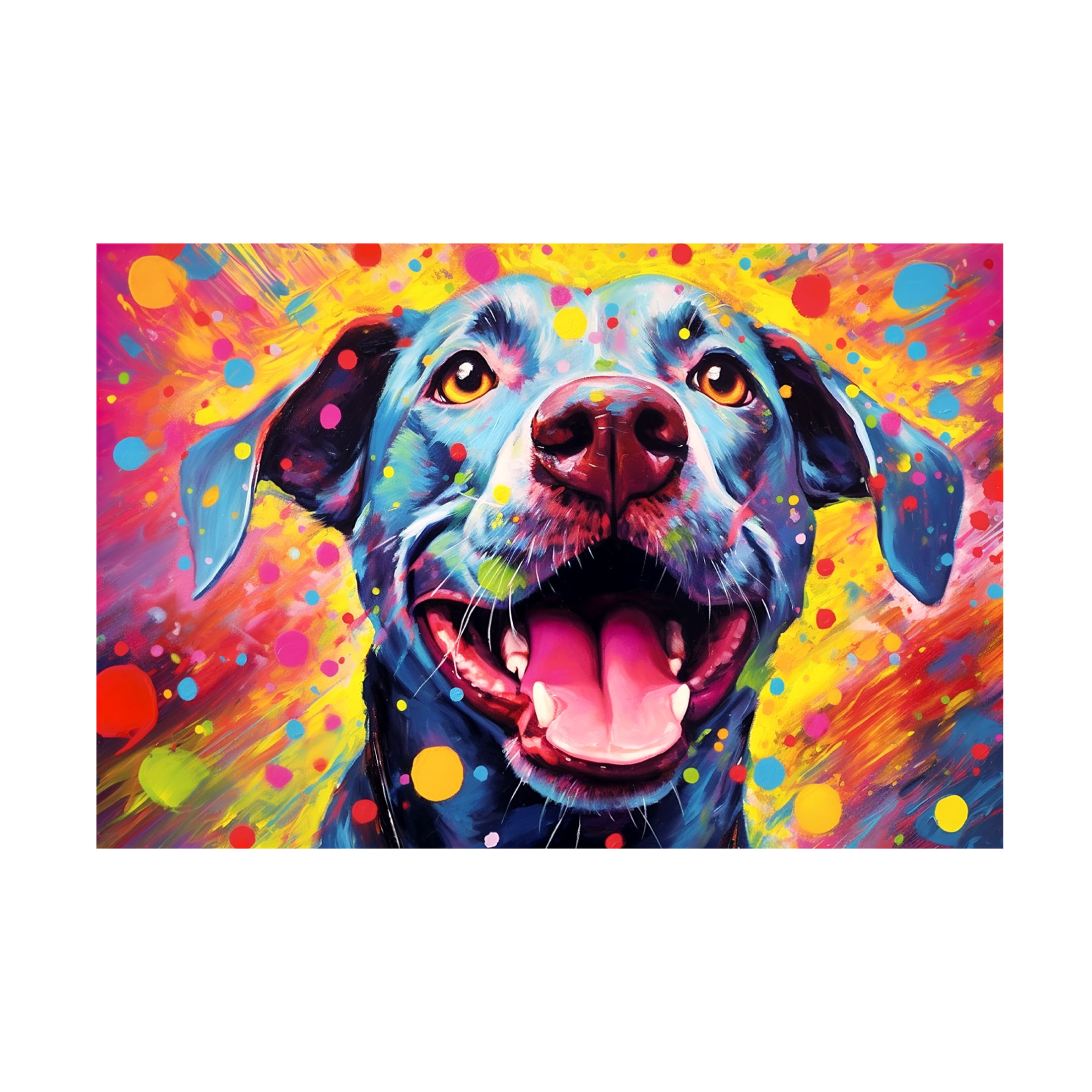 Canvas Wall Art - Ray Heere 'Happy Dog 1' Wall Art for Living Room, Bedroom, or Office Décor by Trademark Fine Art - 24 x 16 Inches