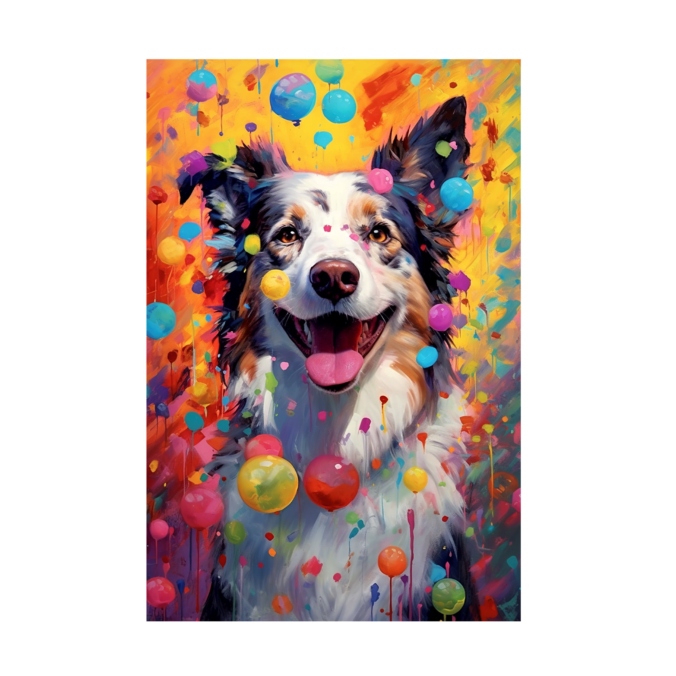 Canvas Wall Art - Ray Heere 'Happy Dog 10' Wall Art for Living Room, Bedroom, or Office Décor by Trademark Fine Art - 30 x 47 Inches