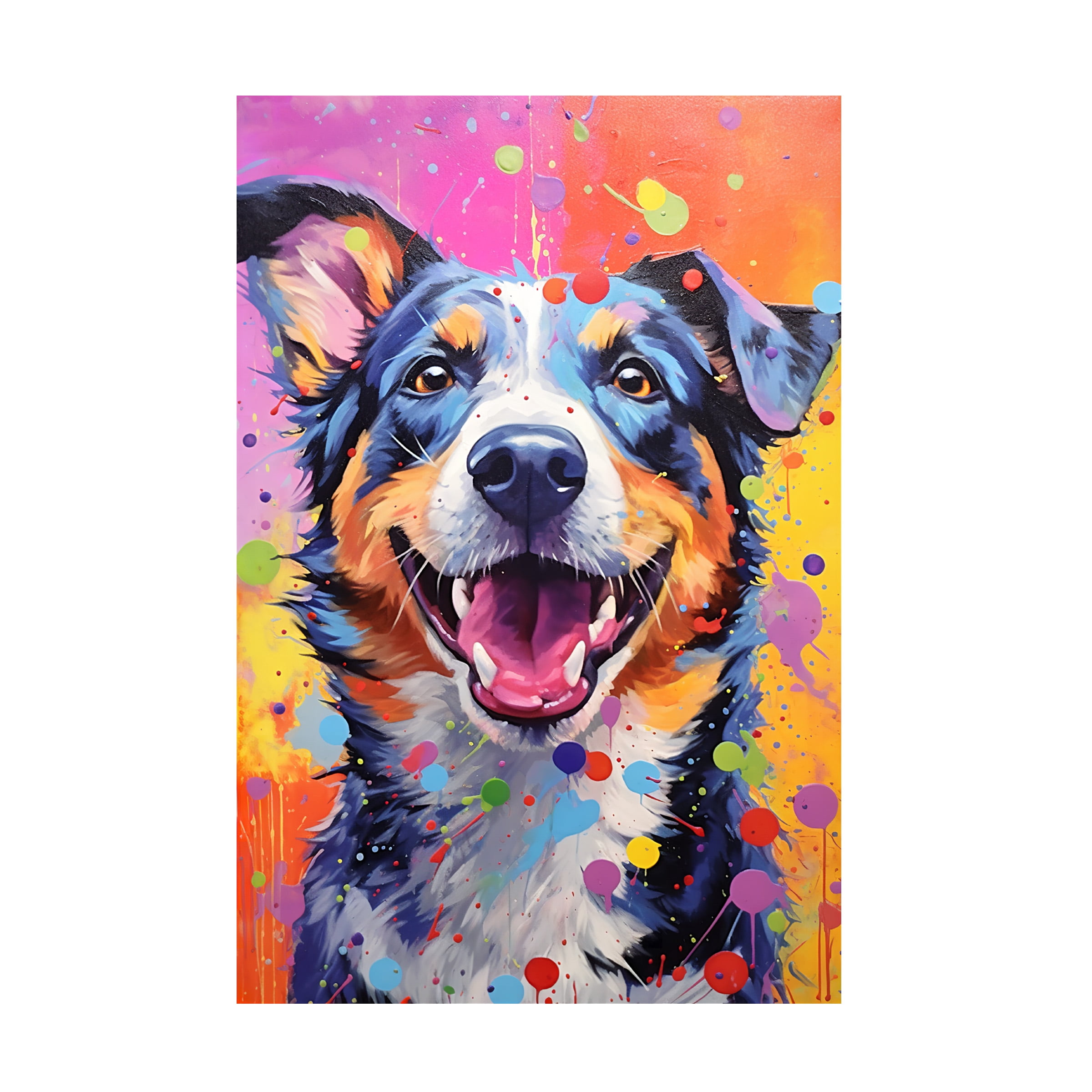 Canvas Wall Art - Ray Heere 'Happy Dog 12' Wall Art for Living Room, Bedroom, or Office DÃ©cor by Trademark Fine Art - 30 x 47 Inches
