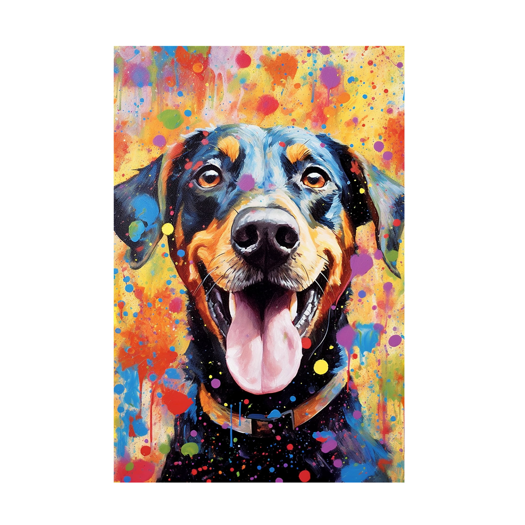 Canvas Wall Art - Ray Heere 'Happy Dog 13' Wall Art for Living Room, Bedroom, or Office Décor by Trademark Fine Art - 30 x 47 Inches