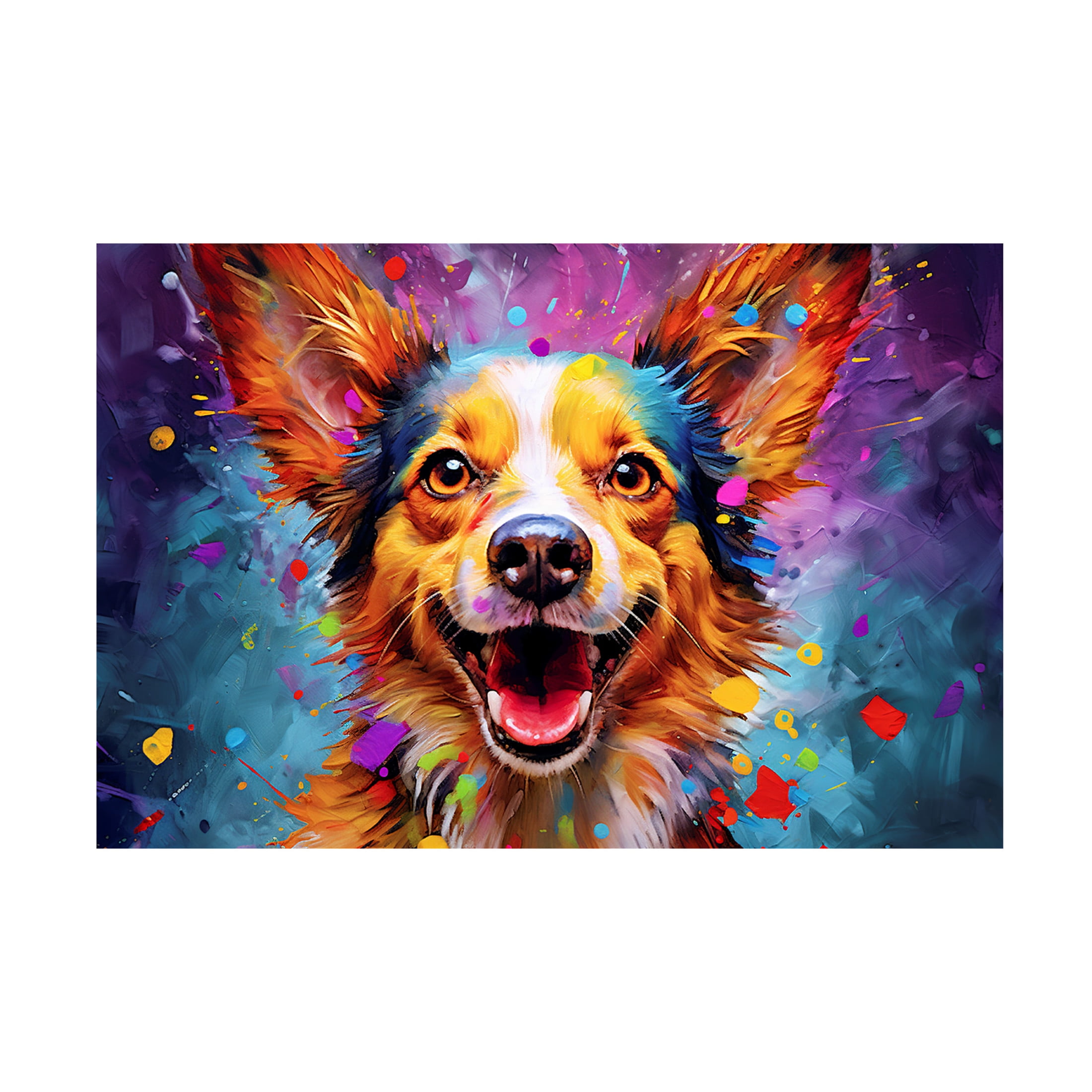 Canvas Wall Art - Ray Heere 'Happy Dog 4' Wall Art for Living Room, Bedroom, or Office Décor by Trademark Fine Art - 32 x 22 Inches