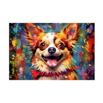 Canvas Wall Art - Ray Heere 'Happy Dog 5' Wall Art for Living Room, Bedroom, or Office Décor by Trademark Fine Art - 19 x 12 Inches