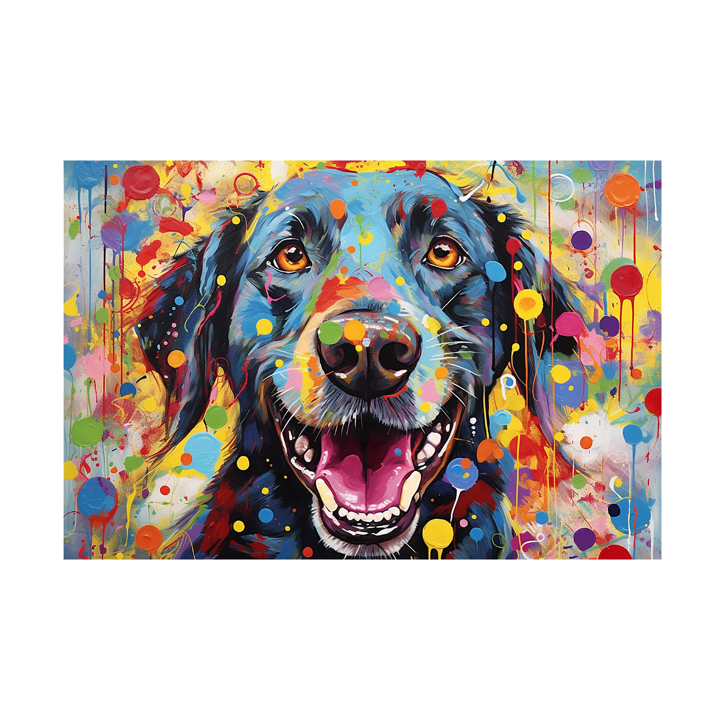 Canvas Wall Art - Ray Heere 'Happy Dog 6' Wall Art for Living Room, Bedroom, or Office DÃ©cor by Trademark Fine Art - 47 x 30 Inches