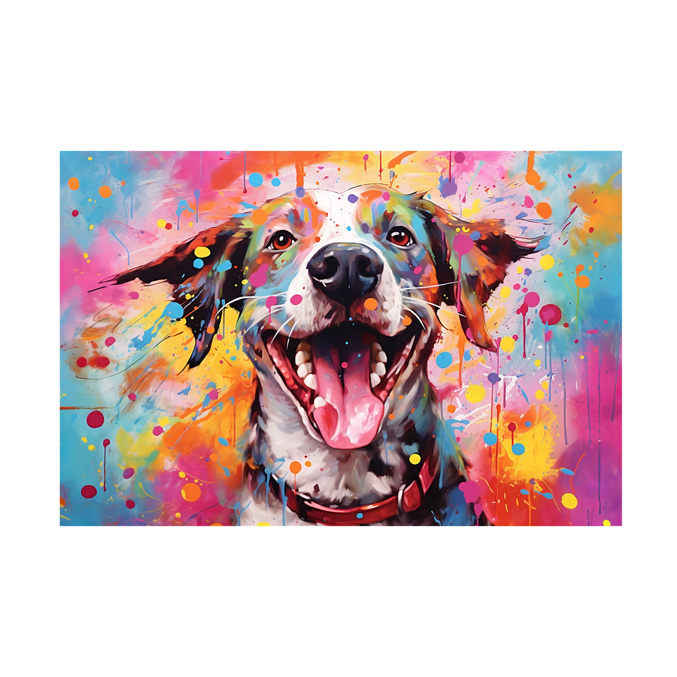 Canvas Wall Art - Ray Heere 'Happy Dog 7' Wall Art for Living Room, Bedroom, or Office Décor by Trademark Fine Art - 24 x 16 Inches