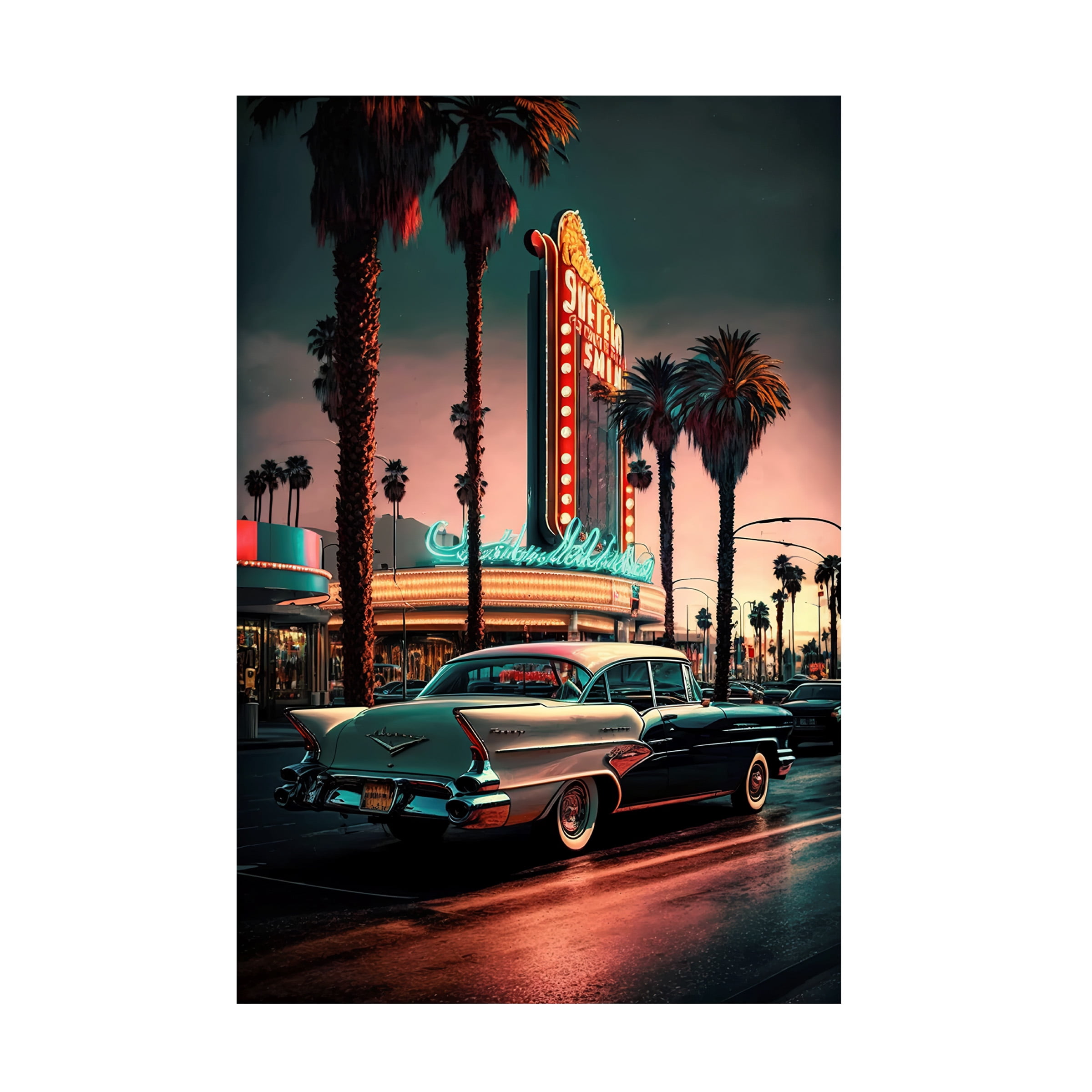 Canvas Wall Art - Ray Heere 'Las Vegas Strip Cadillac 25' Wall Art for Living Room, Bedroom, or Office DÃ©cor by Trademark Fine Art - 30 x 47 Inches