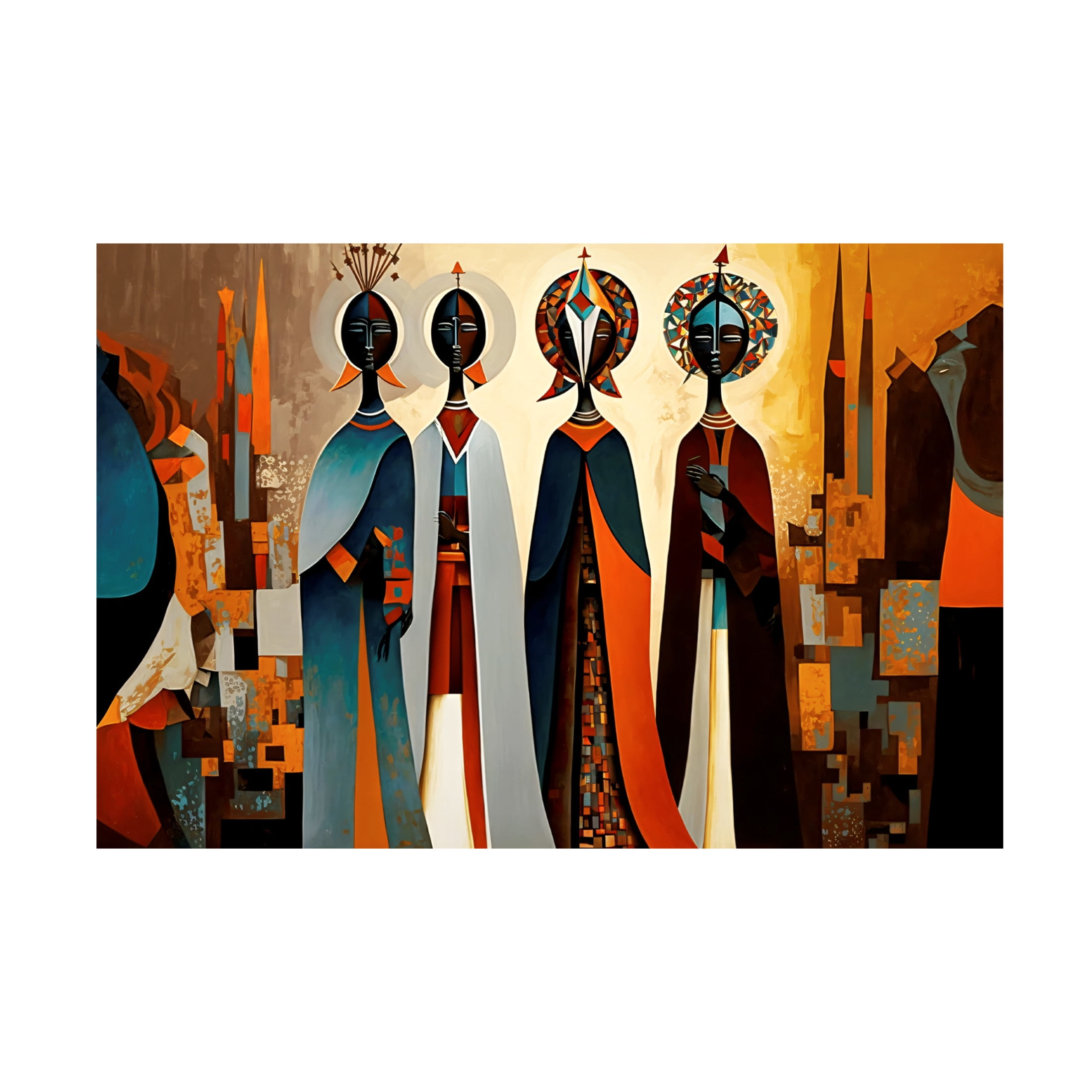 Canvas Wall Art - Ray Heere 'Mid Century Celebration Of All Cultures 1' Wall Art for Living Room, Bedroom, or Office Décor by Trademark Fine Art - 47 x 30 Inches