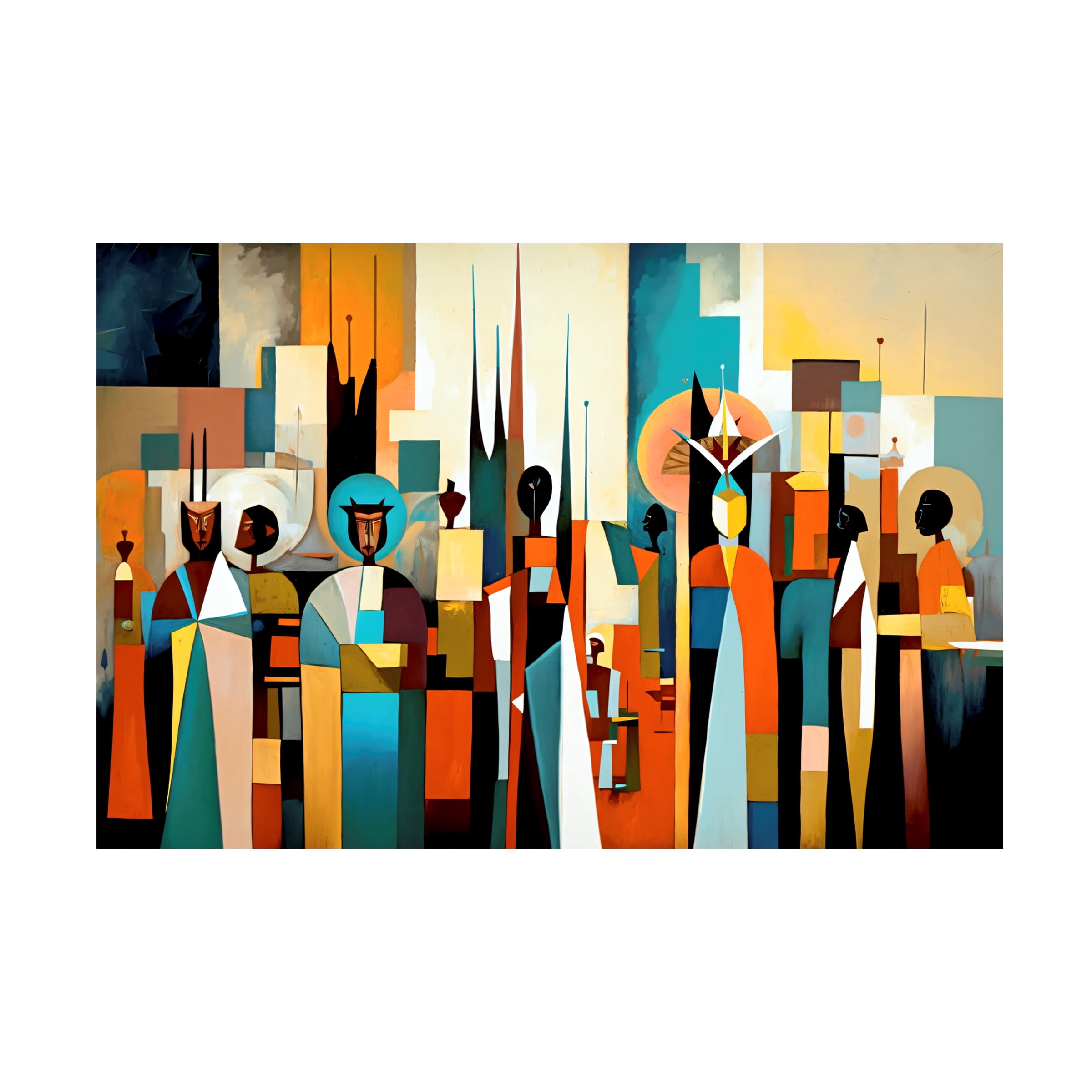 Canvas Wall Art - Ray Heere 'Mid Century Celebration Of All Cultures 5' Wall Art for Living Room, Bedroom, or Office DÃ©cor by Trademark Fine Art - 32 x 22 Inches