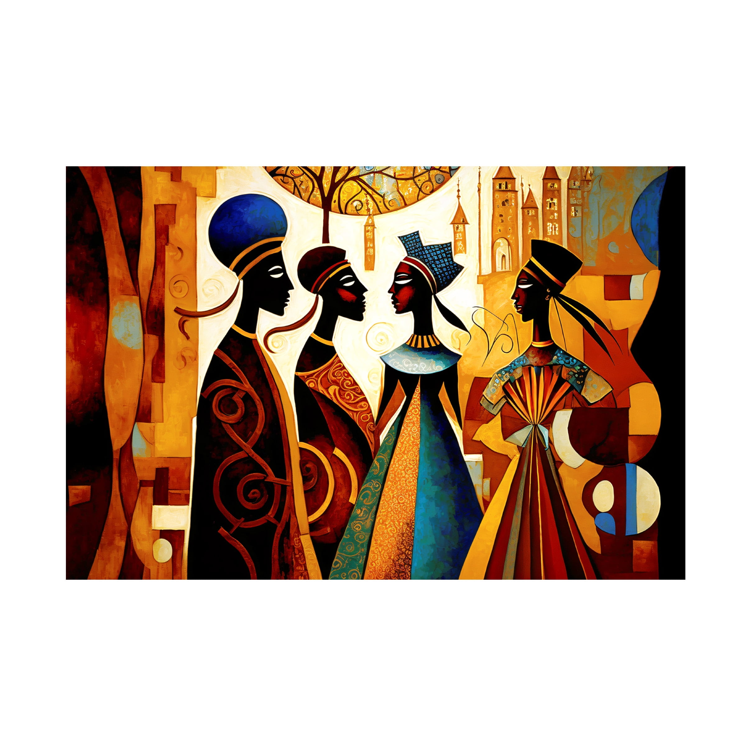 Canvas Wall Art - Ray Heere 'Mid Century Celebration Of All Cultures 7' Wall Art for Living Room, Bedroom, or Office DÃ©cor by Trademark Fine Art - 24 x 16 Inches