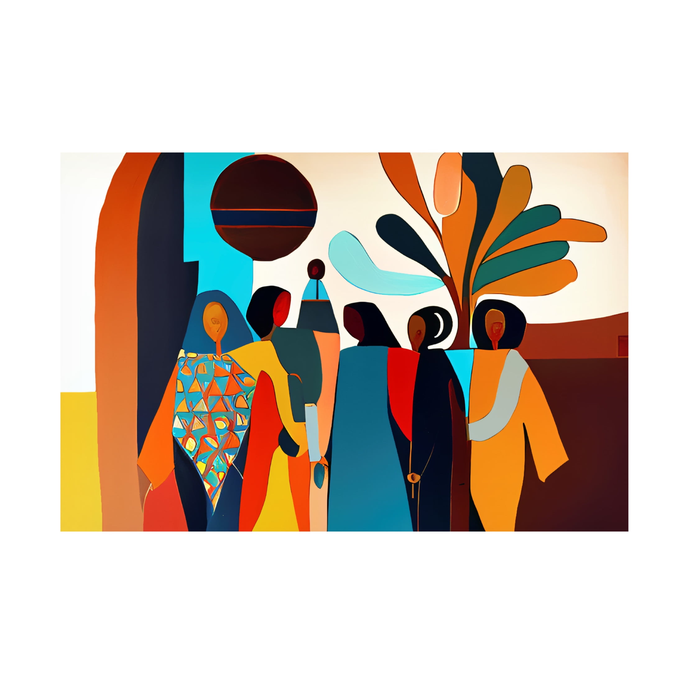 Canvas Wall Art - Ray Heere 'Mid Century Celebration Of All Cultures 10' Wall Art for Living Room, Bedroom, or Office Décor by Trademark Fine Art - 32 x 22 Inches