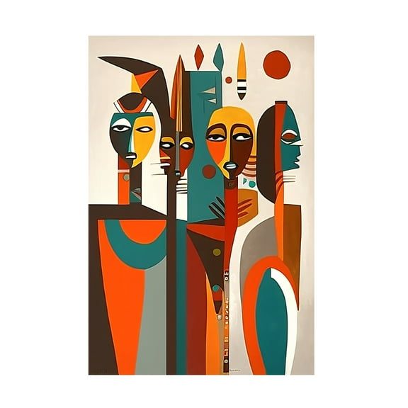 Canvas Wall Art - Ray Heere 'Mid Century Celebration Of All Cultures 28' Wall Art for Living Room, Bedroom, or Office Décor by Trademark Fine Art - 12 x 19 Inches