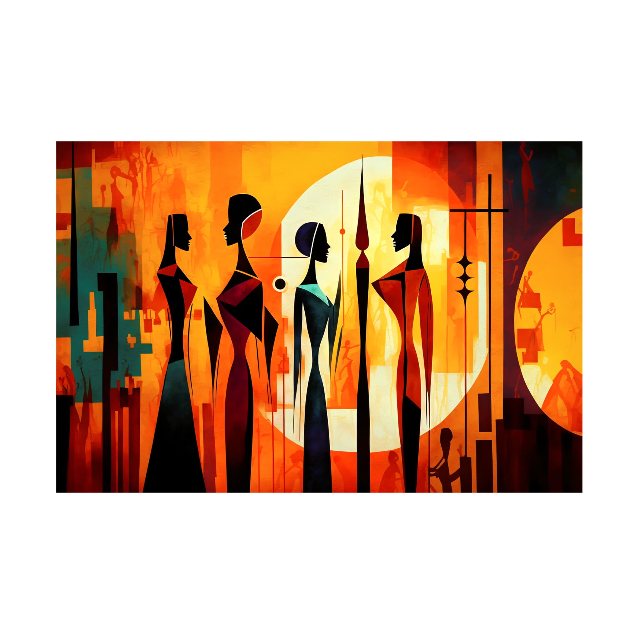 Canvas Wall Art - Ray Heere 'Mid Century Celebration Of All Cultures 9' Wall Art for Living Room, Bedroom, or Office Décor by Trademark Fine Art - 32 x 22 Inches