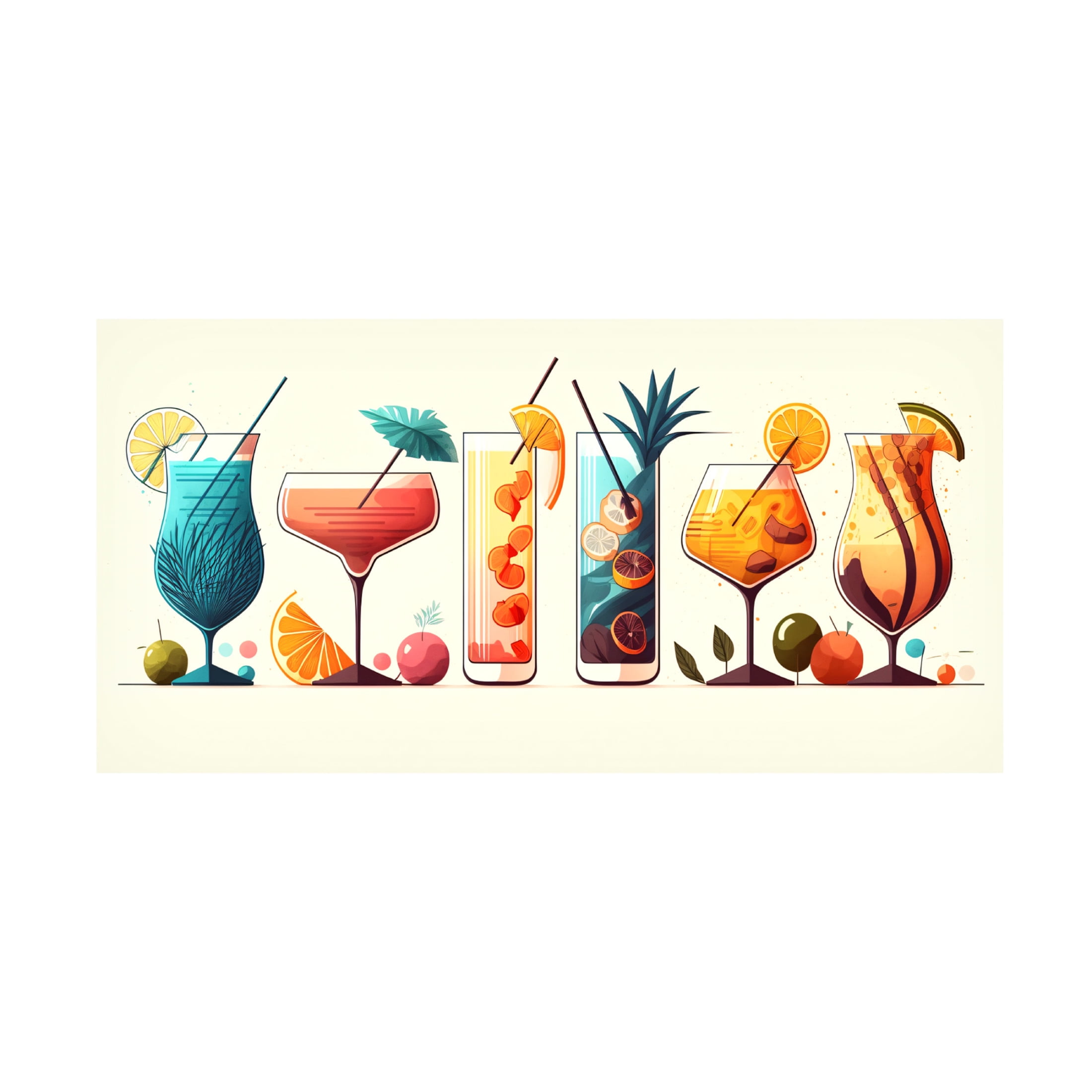 Canvas Wall Art - Ray Heere 'Mid Century Cocktails And Drinks 29' Wall Art for Living Room, Bedroom, or Office Décor by Trademark Fine Art - 32 x 16 Inches
