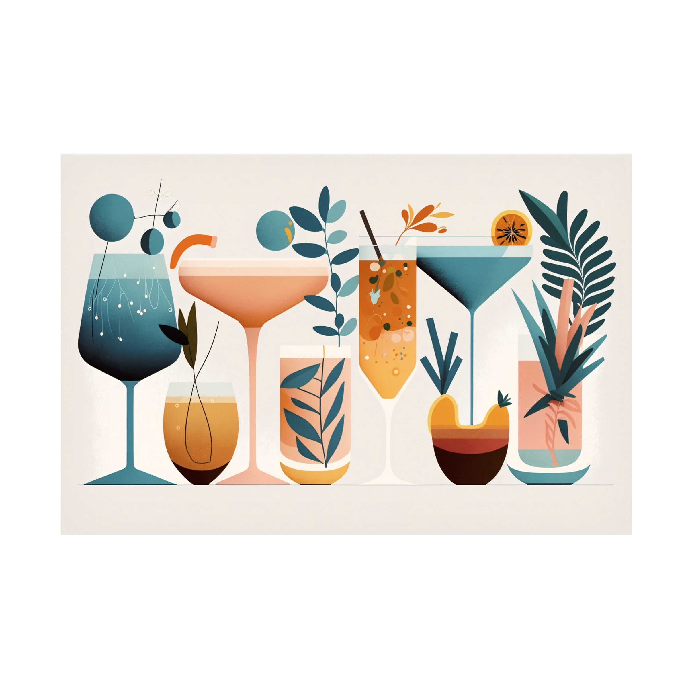 Canvas Wall Art - Ray Heere 'Mid Century Cocktails And Drinks 1' Wall Art for Living Room, Bedroom, or Office DÃ©cor by Trademark Fine Art - 47 x 30 Inches