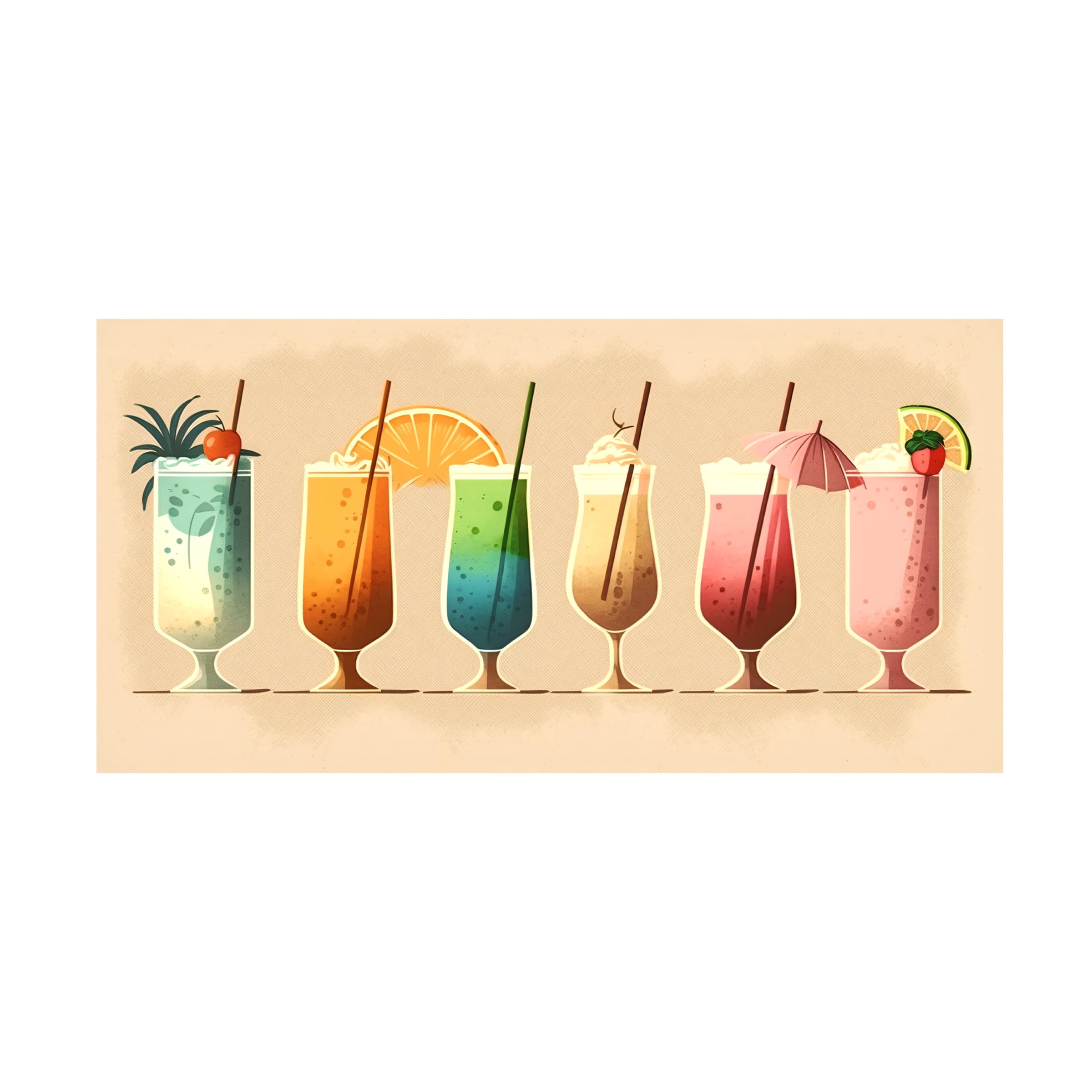 Canvas Wall Art - Ray Heere 'Mid Century Cocktails And Drinks 31' Wall Art for Living Room, Bedroom, or Office DÃ©cor by Trademark Fine Art - 24 x 12 Inches