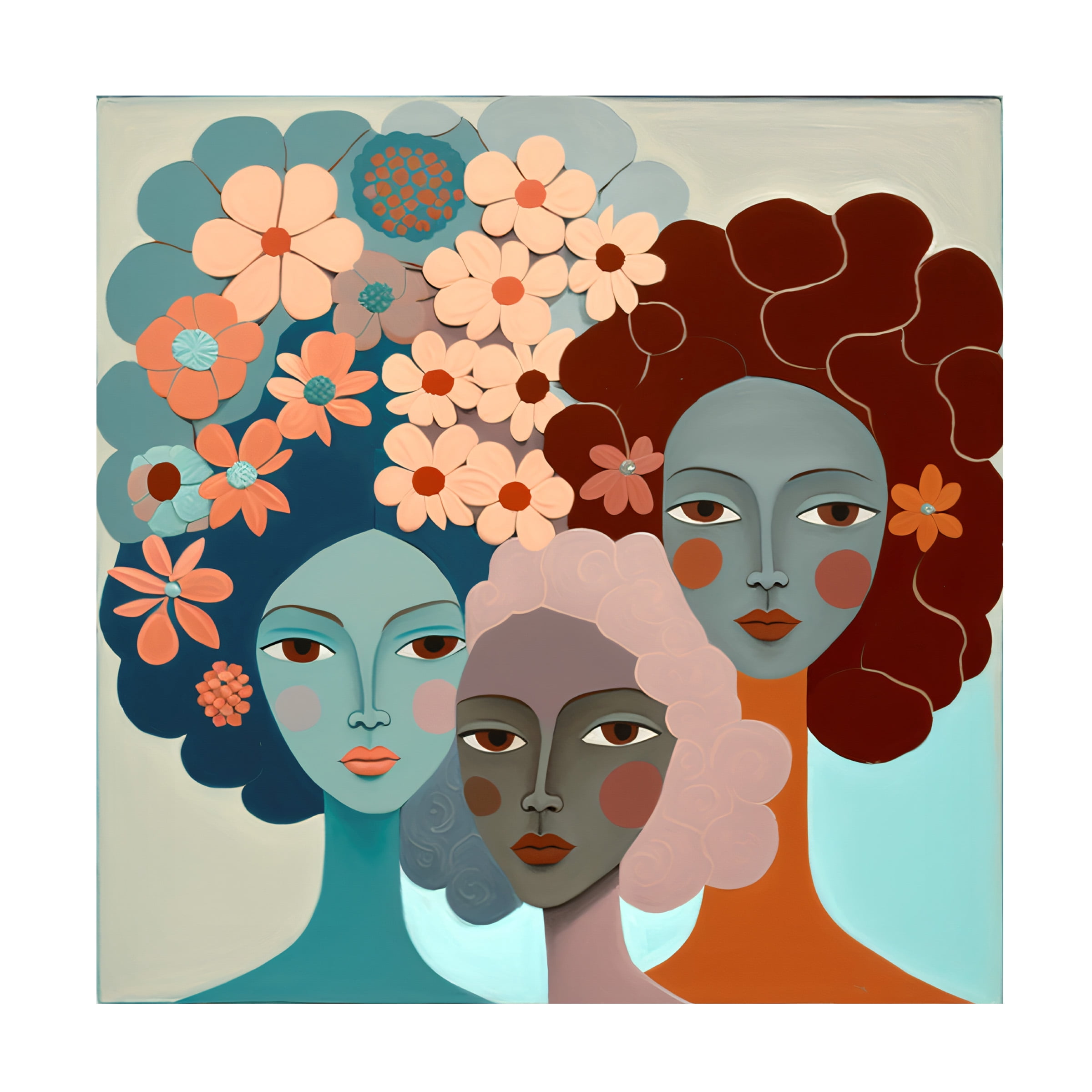 Canvas Wall Art - Ray Heere 'Mid Century Diversity Portraits 16' Wall Art for Living Room, Bedroom, or Office Décor by Trademark Fine Art - 35 x 35 Inches