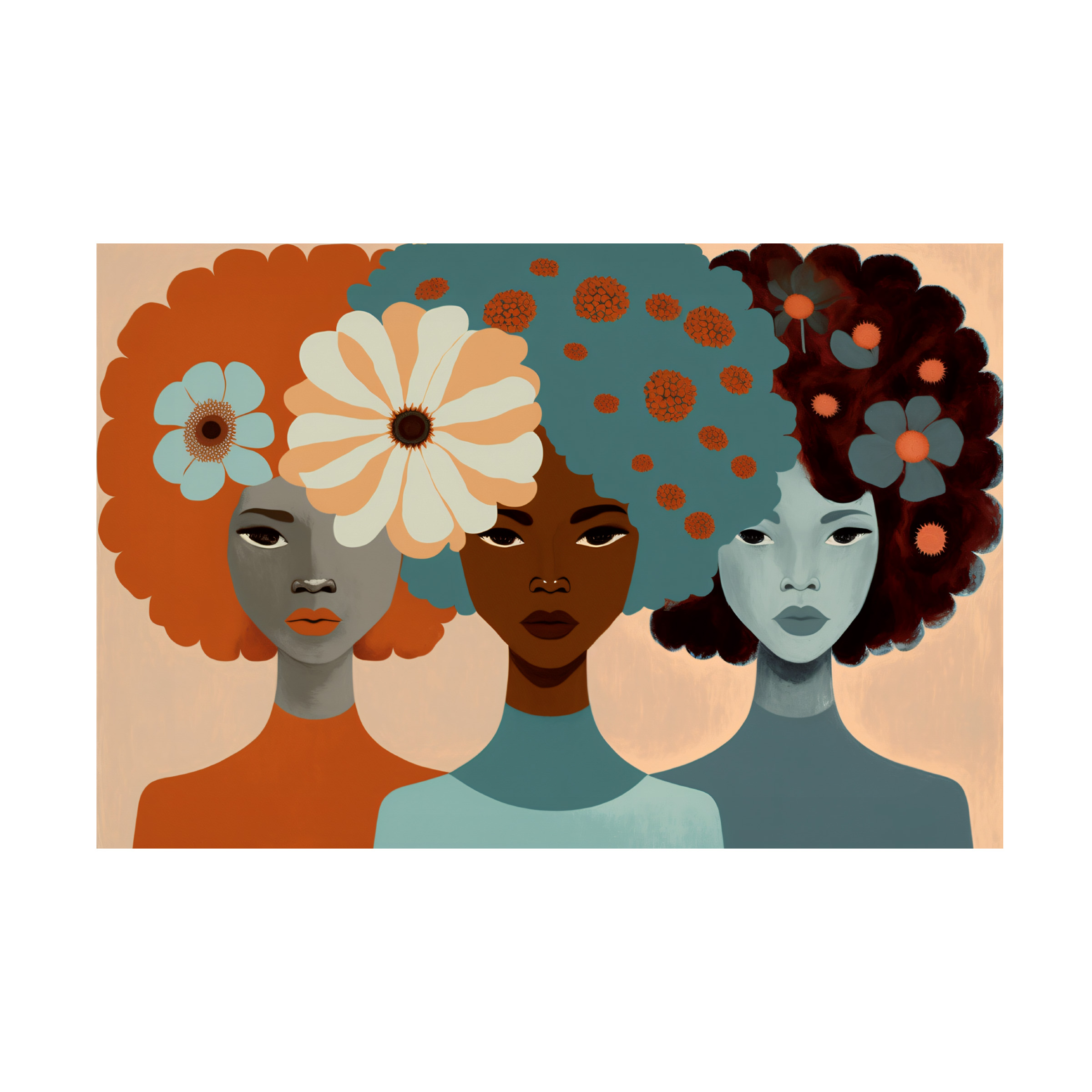 Canvas Wall Art - Ray Heere 'Mid Century Diversity Portraits 3' Wall Art for Living Room, Bedroom, or Office Décor by Trademark Fine Art - 19 x 12 Inches