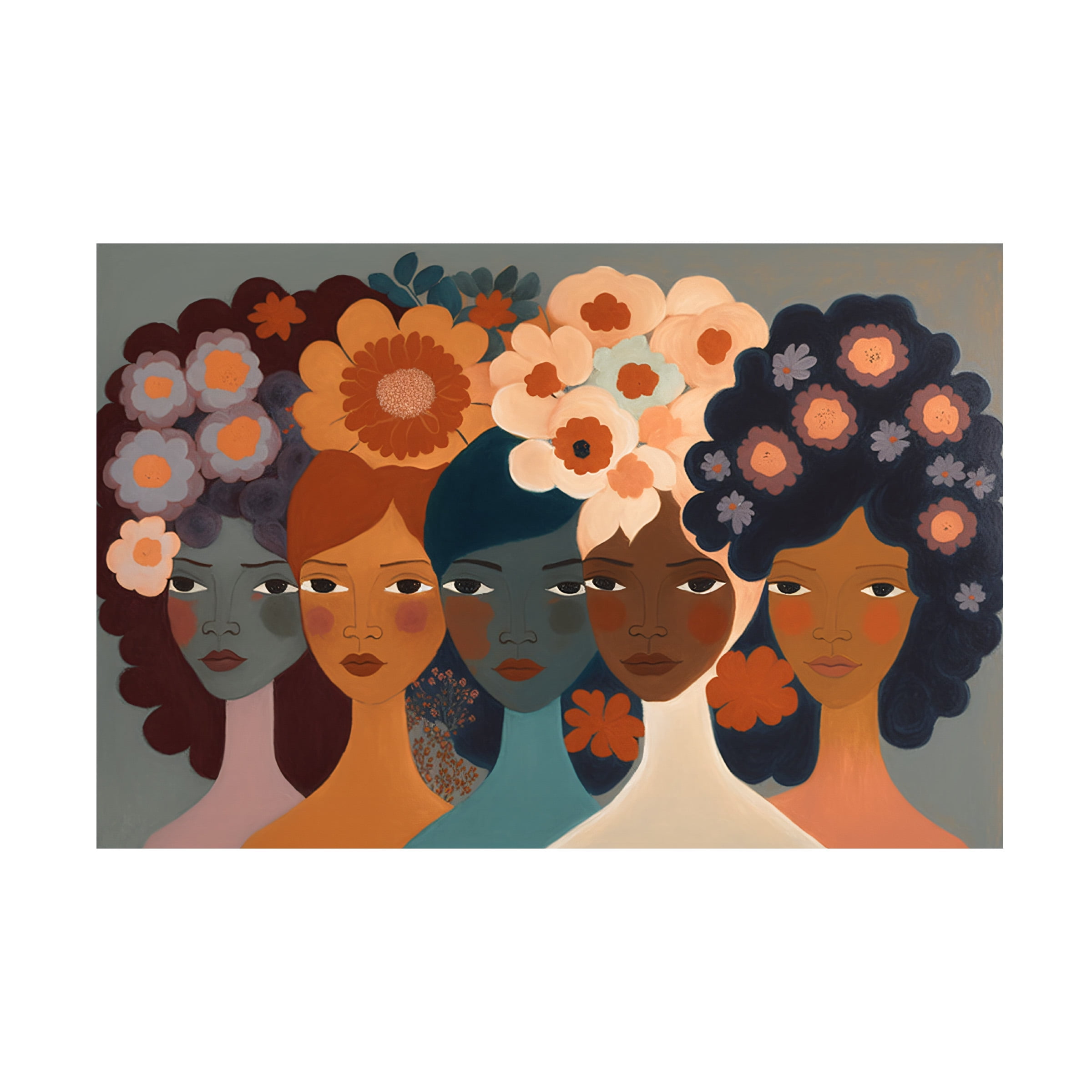 Canvas Wall Art - Ray Heere 'Mid Century Diversity Portraits 8' Wall Art for Living Room, Bedroom, or Office Décor by Trademark Fine Art - 47 x 30 Inches - 47x30