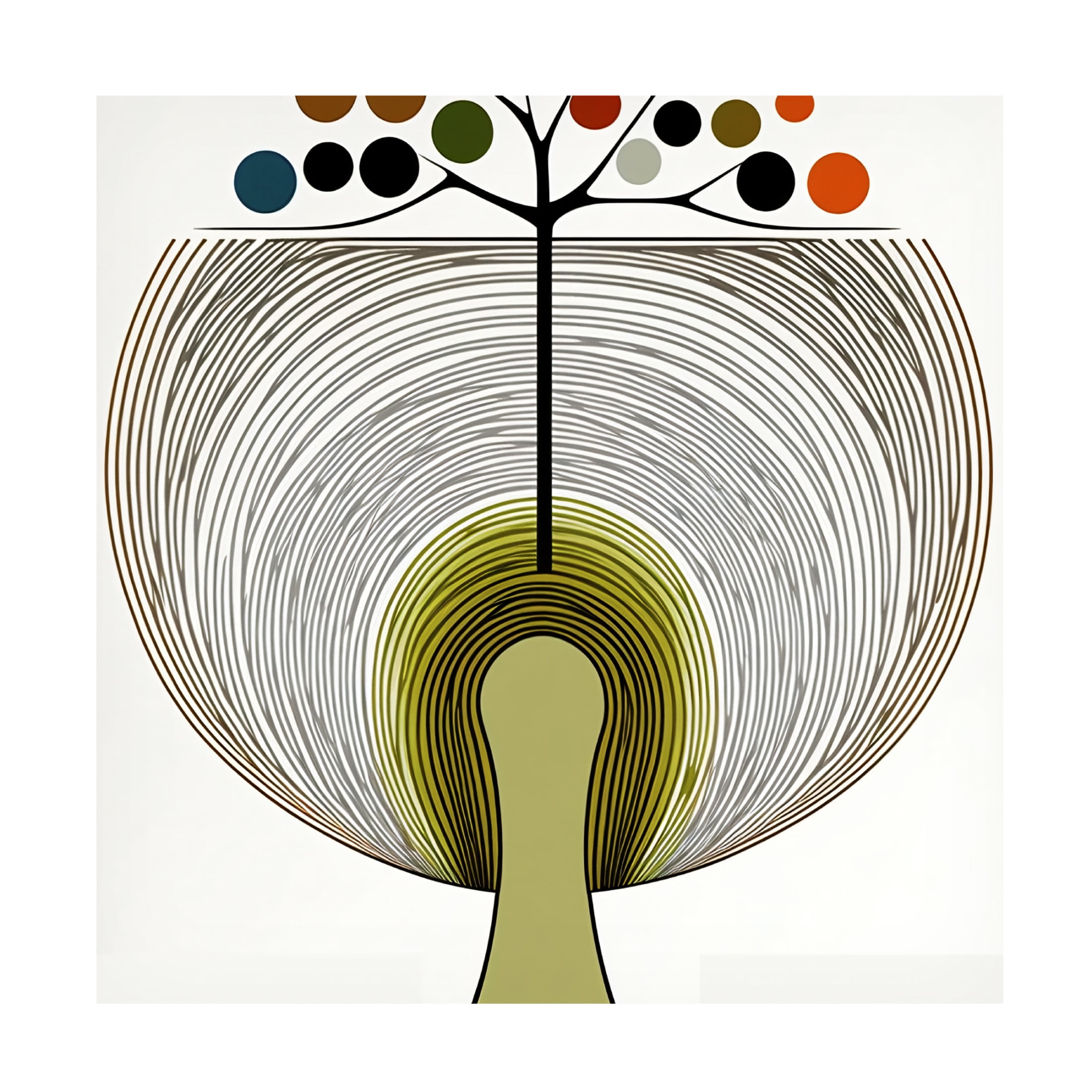 Canvas Wall Art - Ray Heere 'Mid Century Tree Of Life 14' Wall Art for Living Room, Bedroom, or Office Décor by Trademark Fine Art - 35 x 35 Inches