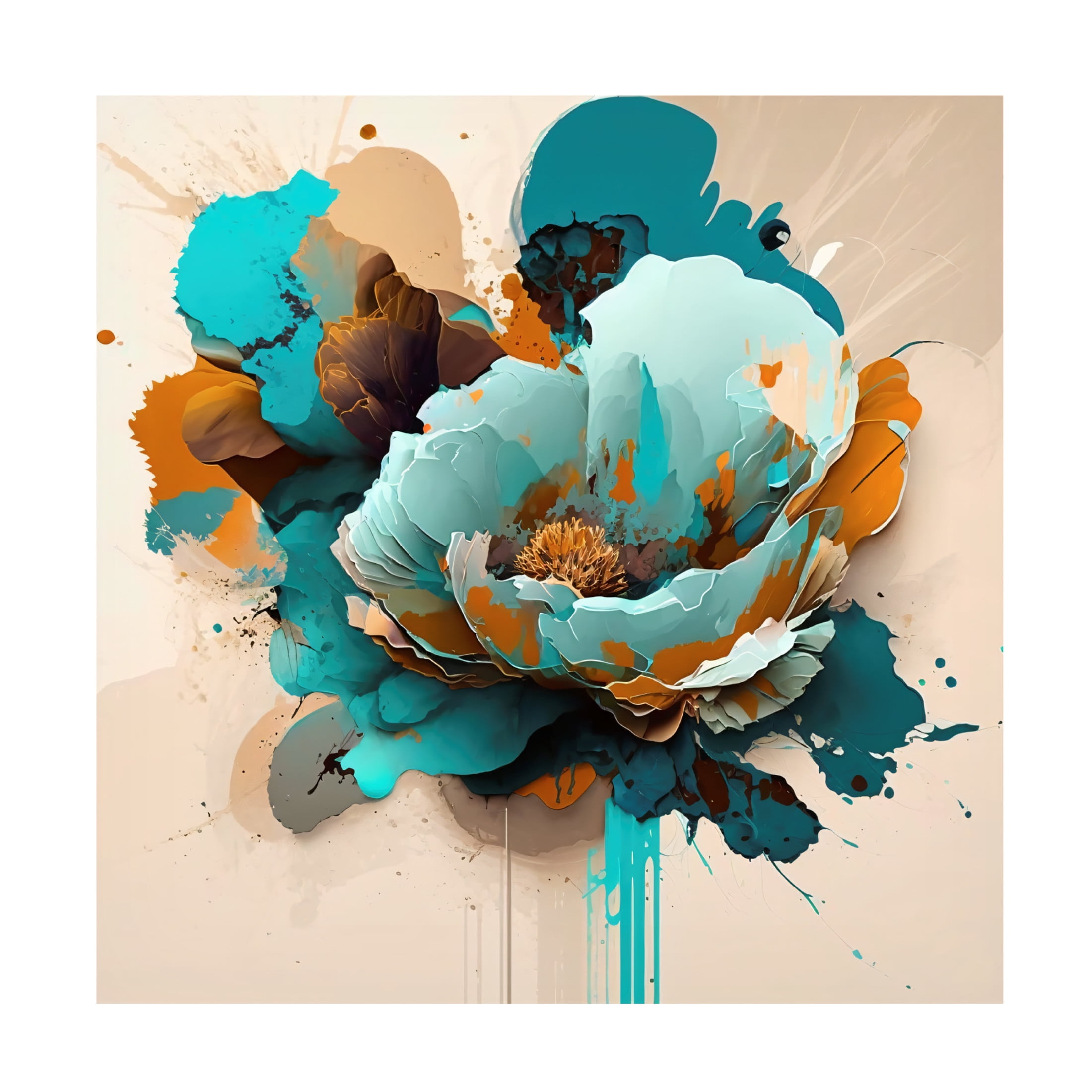 Canvas Wall Art - Ray Heere 'Oil Painting Expressive Flowers Blue 10' Wall Art for Living Room, Bedroom, or Office Décor by Trademark Fine Art - 24 x 24 Inches