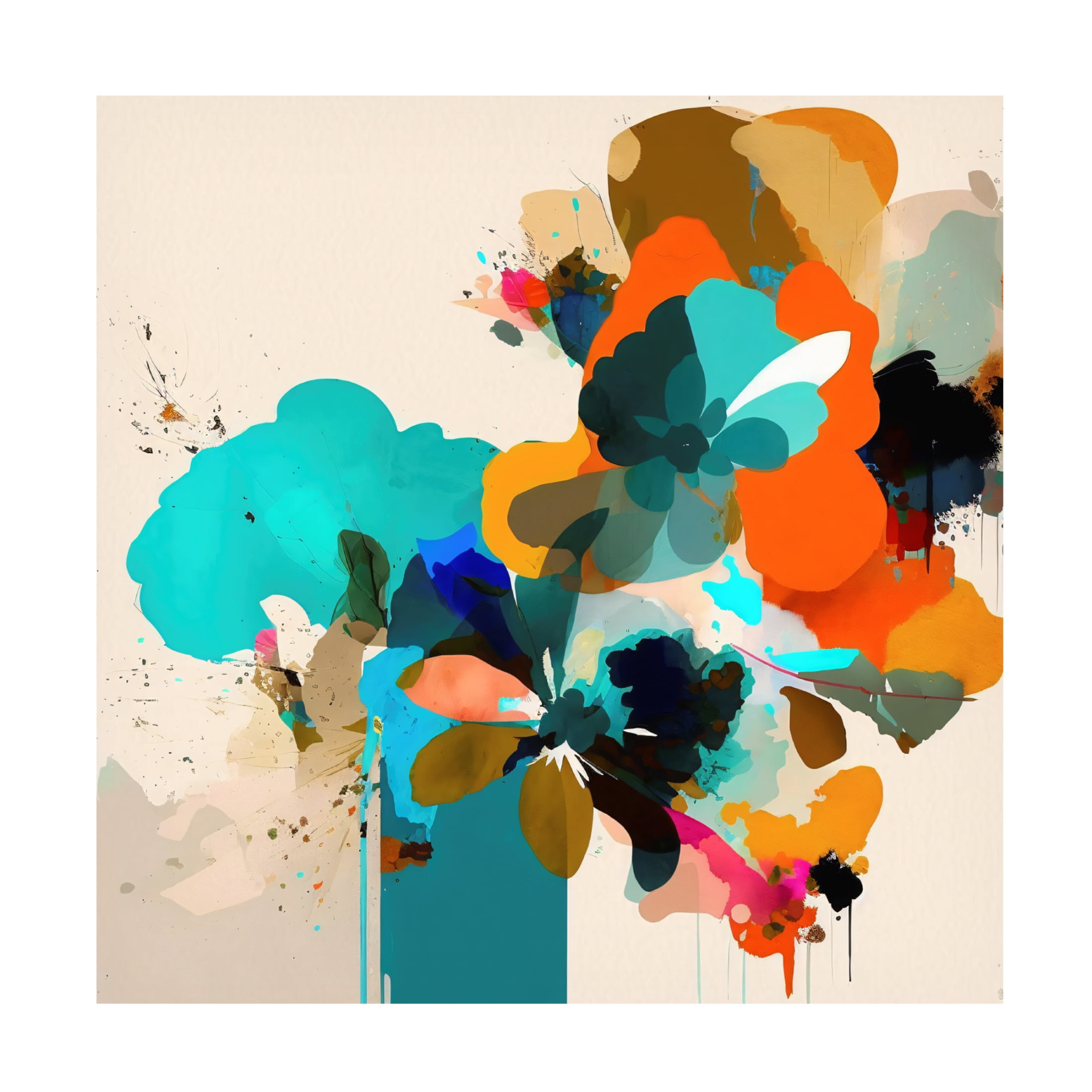 Canvas Wall Art - Ray Heere 'Oil Painting Expressive Flowers Blue 15' Wall Art for Living Room, Bedroom, or Office Décor by Trademark Fine Art - 14 x 14 Inches