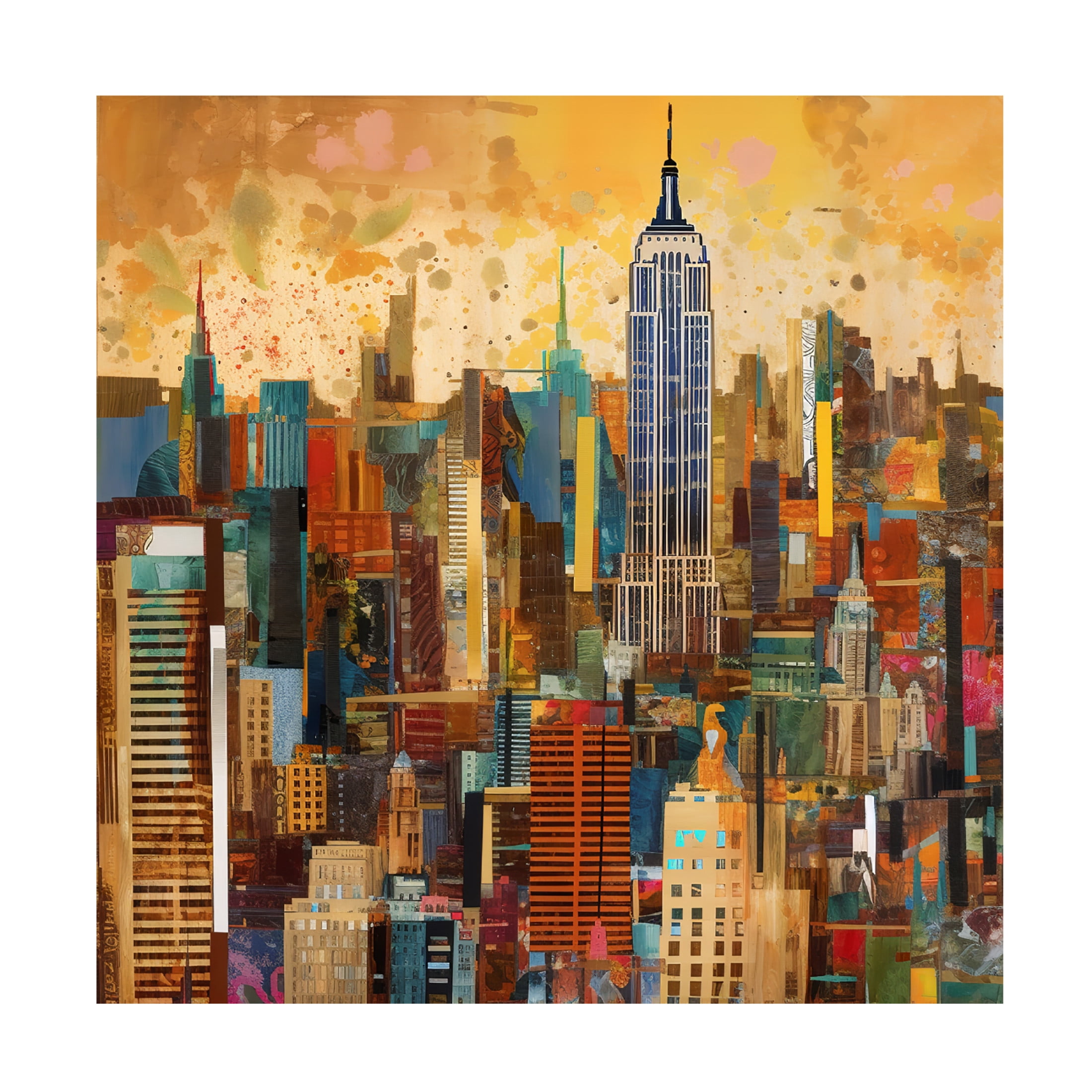Canvas Wall Art - Ray Heere 'Pop Art New York Gold 4' Wall Art for Living Room, Bedroom, or Office Décor by Trademark Fine Art - 24 x 24 Inches