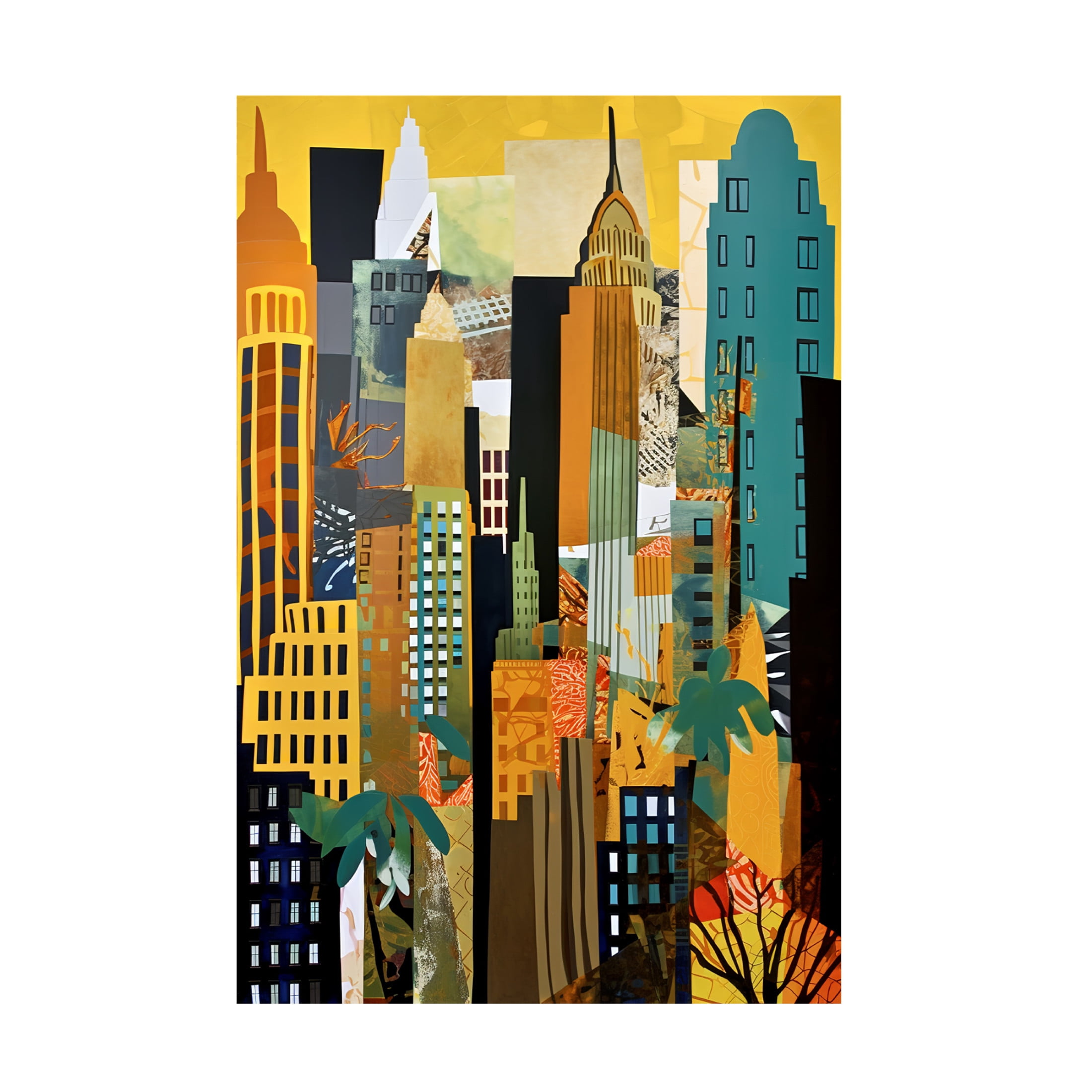 Canvas Wall Art - Ray Heere 'Pop Art New York Gold 5' Wall Art for Living Room, Bedroom, or Office Décor by Trademark Fine Art - 30 x 47 Inches