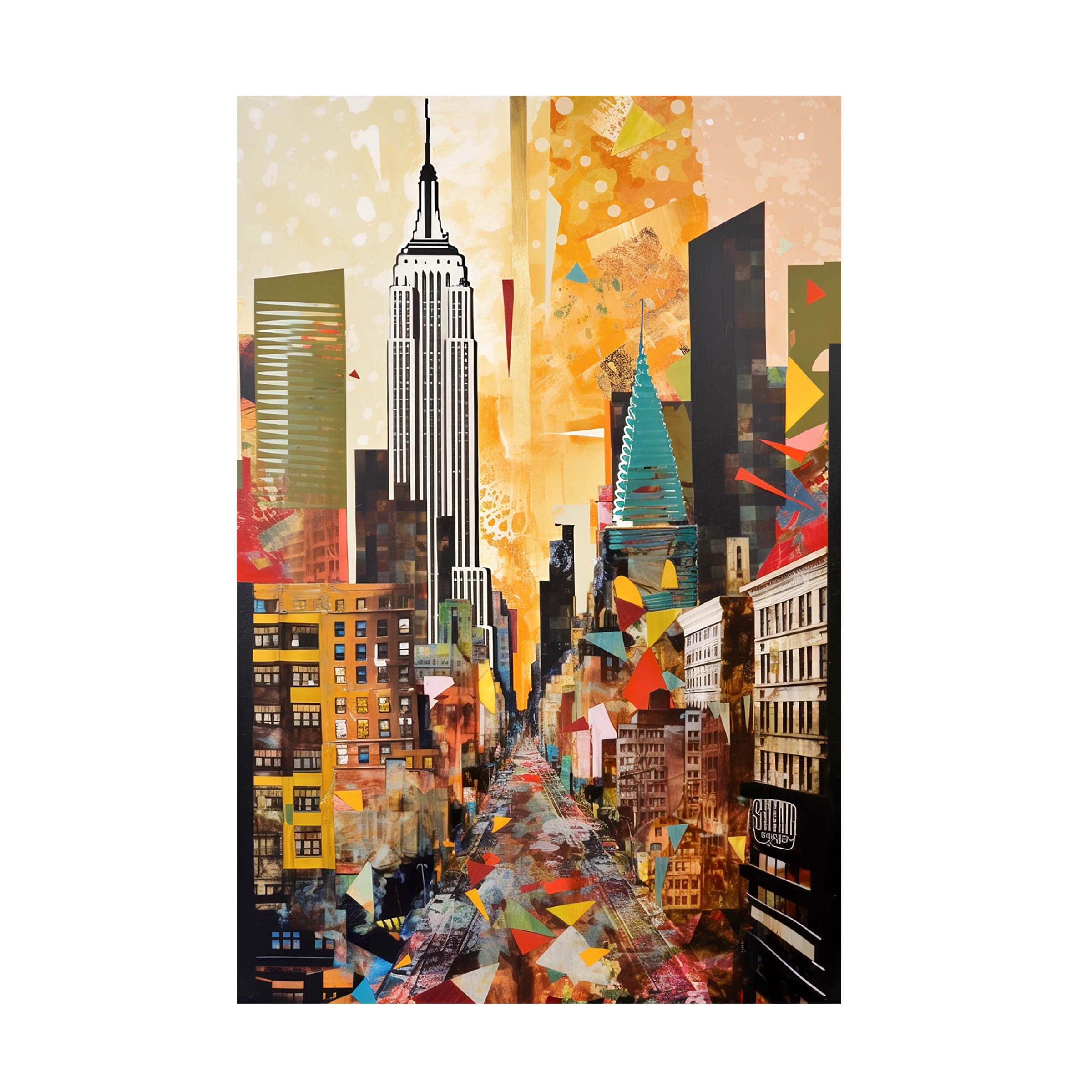 Canvas Wall Art - Ray Heere 'Pop Art New York Gold 7' Wall Art for Living Room, Bedroom, or Office Décor by Trademark Fine Art - 16 x 24 Inches