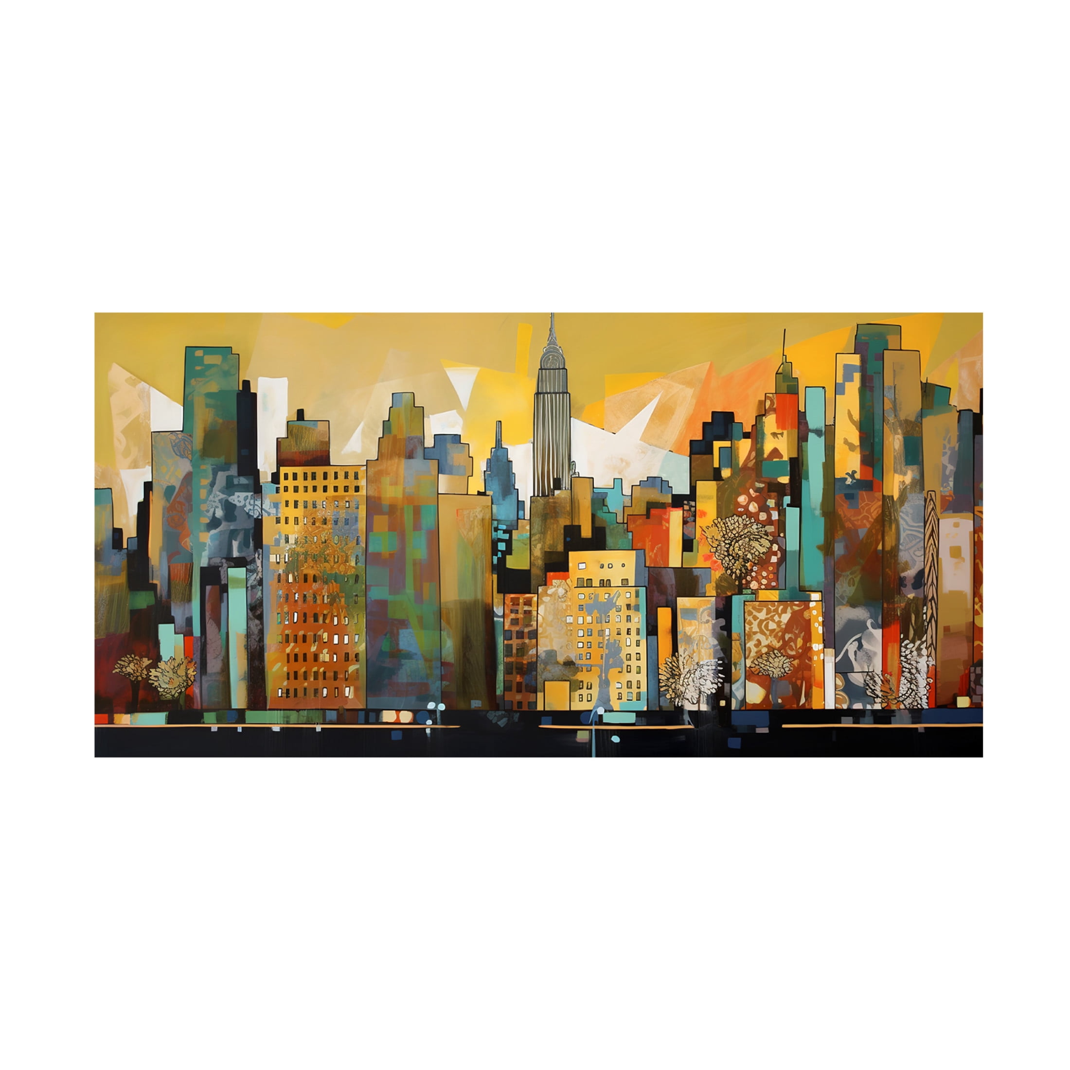 Canvas Wall Art - Ray Heere 'Pop Art New York Gold 8' Wall Art for Living Room, Bedroom, or Office Décor by Trademark Fine Art - 19 x 10 Inches