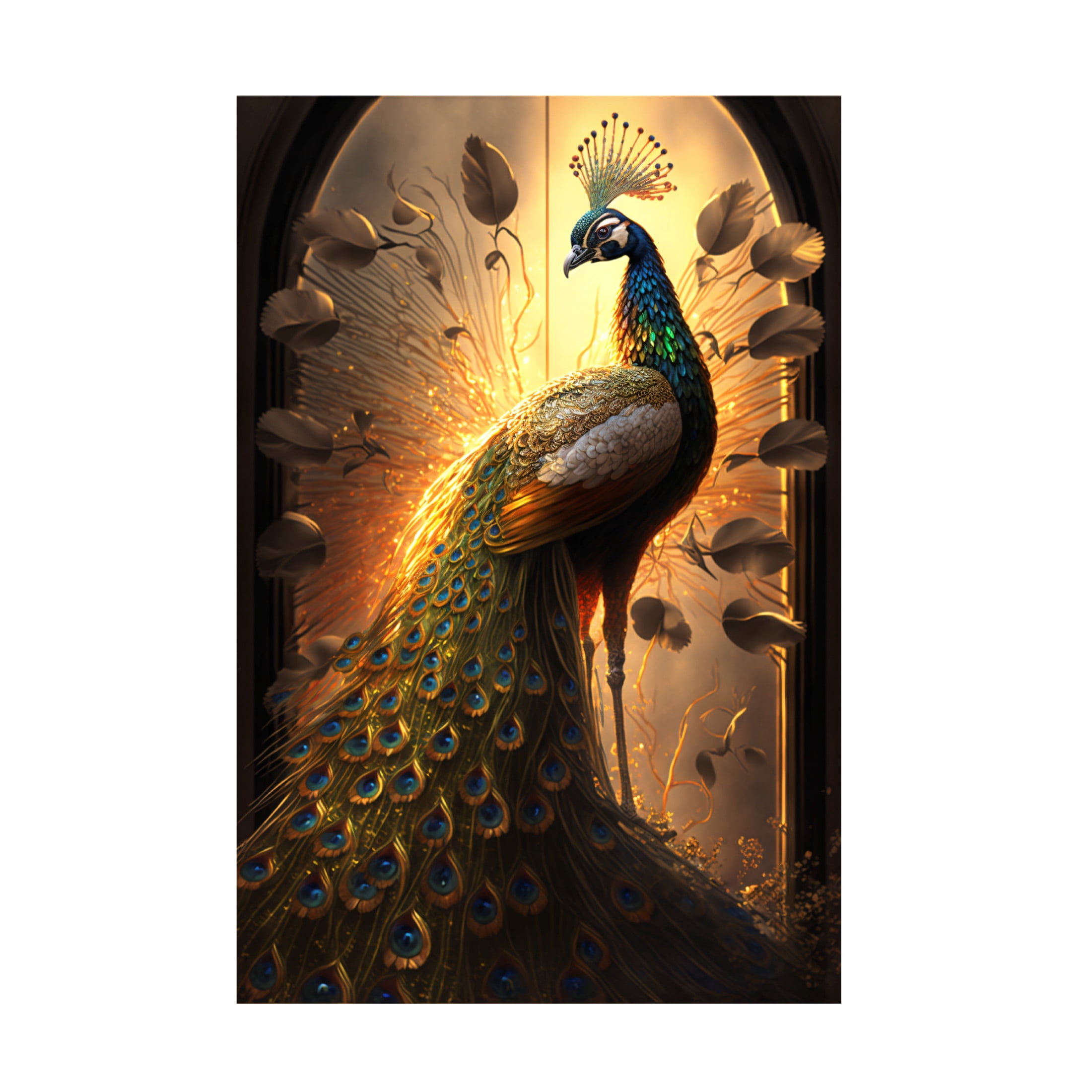 Canvas Wall Art - Ray Heere 'Proud Peacocks 1' Wall Art for Living Room, Bedroom, or Office Décor by Trademark Fine Art - 16 x 24 Inches