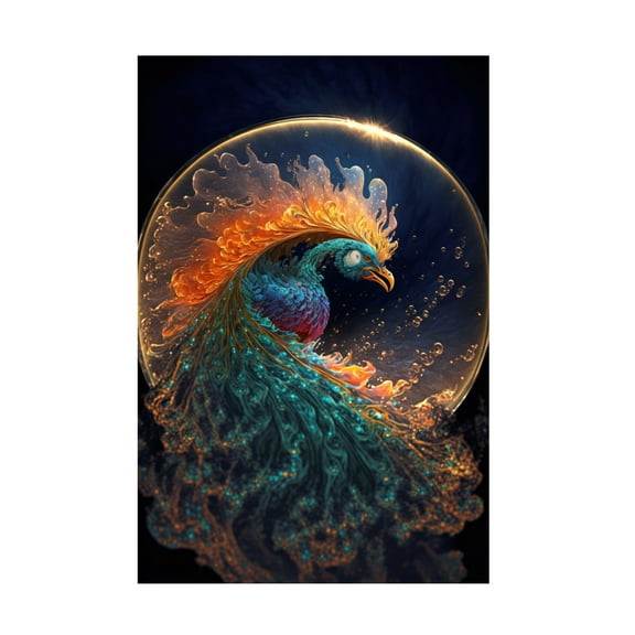 Canvas Wall Art - Ray Heere 'Proud Peacocks 12' Wall Art for Living Room, Bedroom, or Office Décor by Trademark Fine Art - 12 x 19 Inches