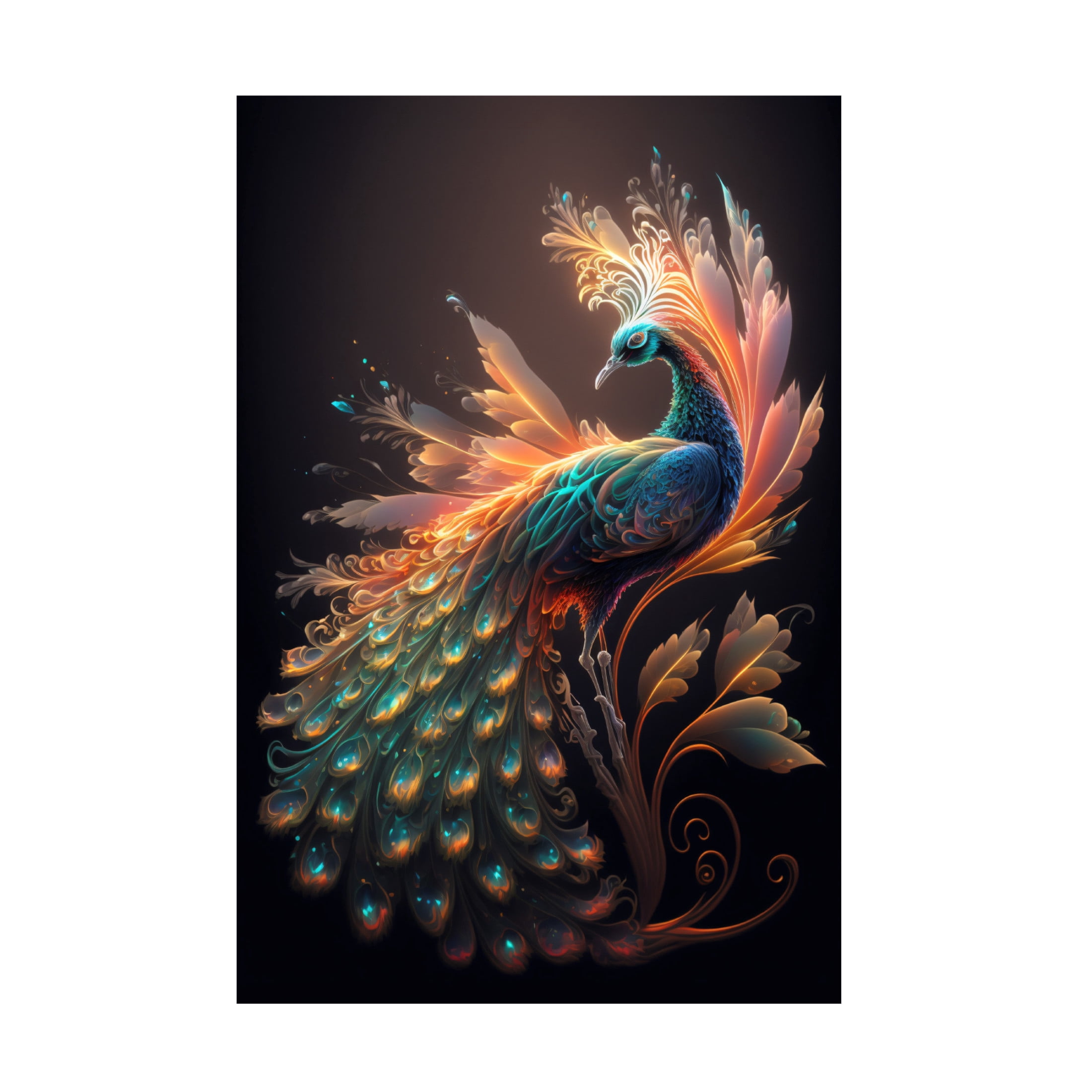 Canvas Wall Art - Ray Heere 'Proud Peacocks 13' Wall Art for Living Room, Bedroom, or Office Décor by Trademark Fine Art - 16 x 24 Inches