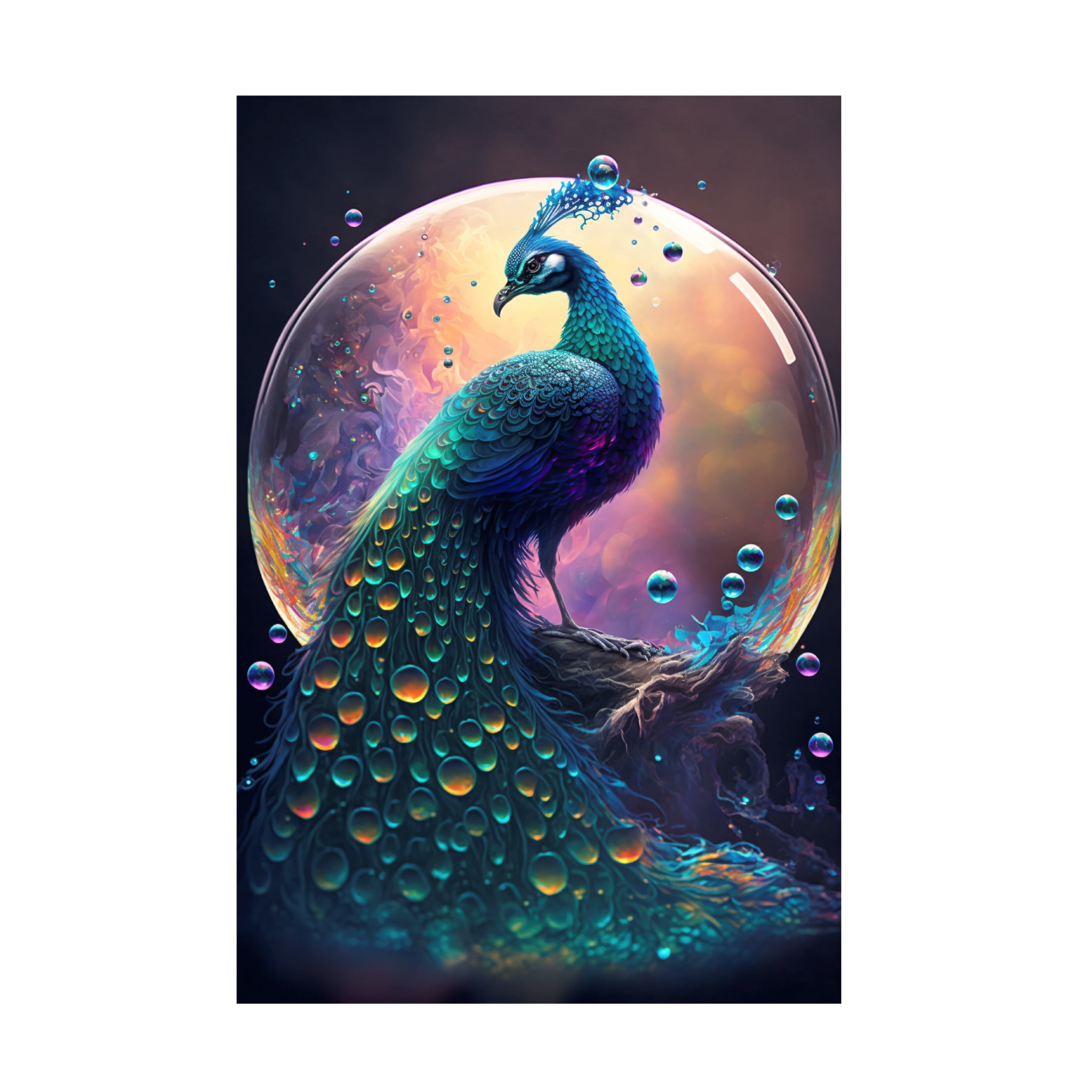 Canvas Wall Art - Ray Heere 'Proud Peacocks 14' Wall Art for Living Room, Bedroom, or Office Décor by Trademark Fine Art - 16 x 24 Inches
