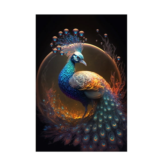 Canvas Wall Art - Ray Heere 'Proud Peacocks 16' Wall Art for Living Room, Bedroom, or Office Décor by Trademark Fine Art - 12 x 19 Inches