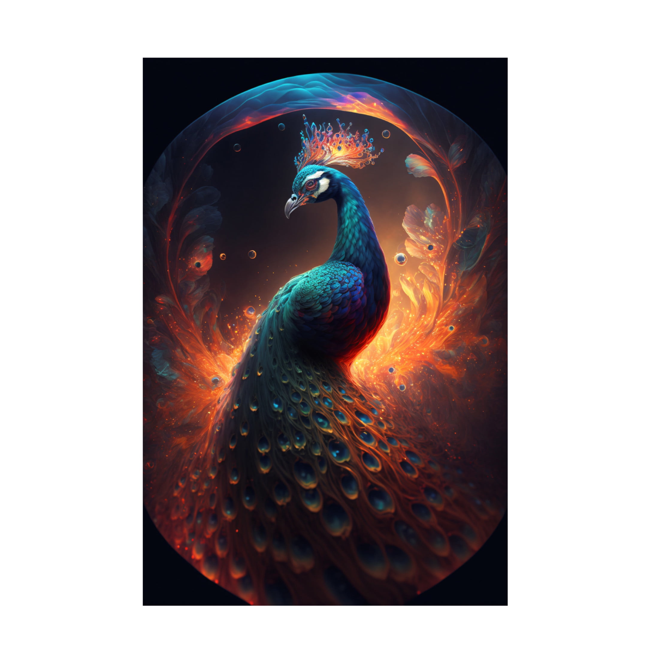 Canvas Wall Art - Ray Heere 'Proud Peacocks 17' Wall Art for Living Room, Bedroom, or Office Décor by Trademark Fine Art - 30 x 47 Inches