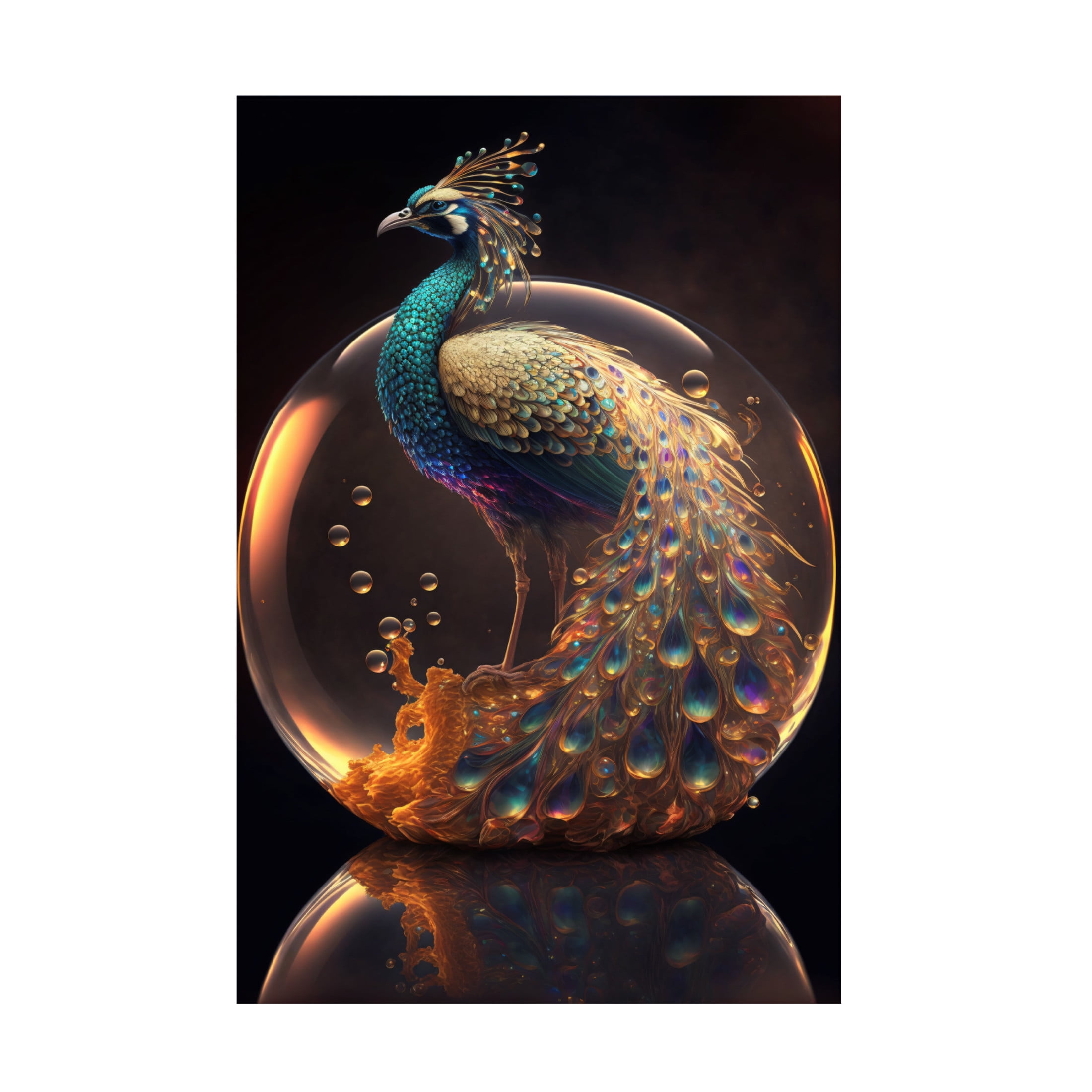 Canvas Wall Art - Ray Heere 'Proud Peacocks 18' Wall Art for Living Room, Bedroom, or Office Décor by Trademark Fine Art - 22 x 32 Inches
