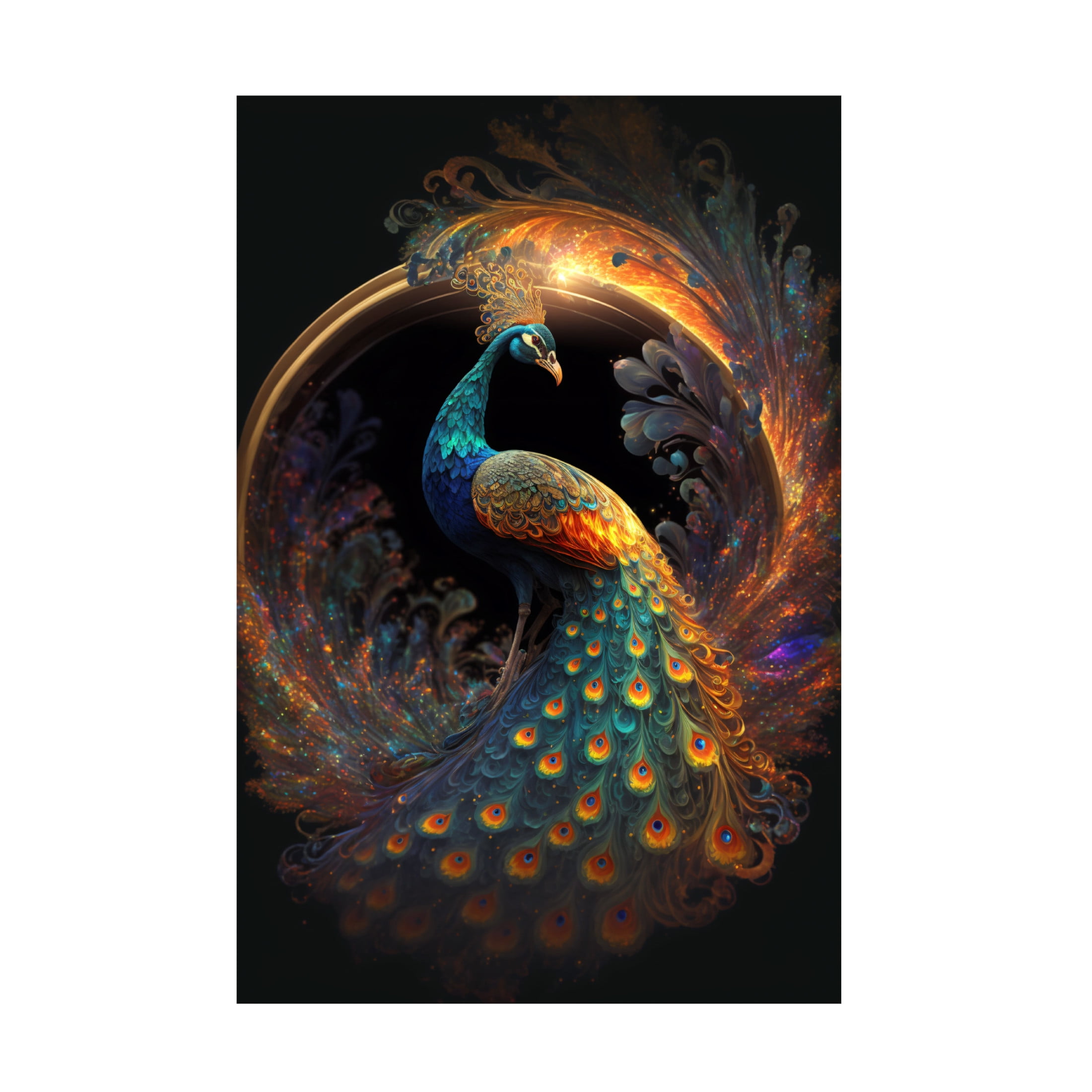 Canvas Wall Art - Ray Heere 'Proud Peacocks 20' Wall Art for Living Room, Bedroom, or Office Décor by Trademark Fine Art - 16 x 24 Inches