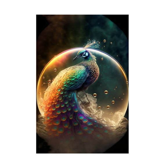 Canvas Wall Art - Ray Heere 'Proud Peacocks 21' Wall Art for Living Room, Bedroom, or Office Décor by Trademark Fine Art - 12 x 19 Inches