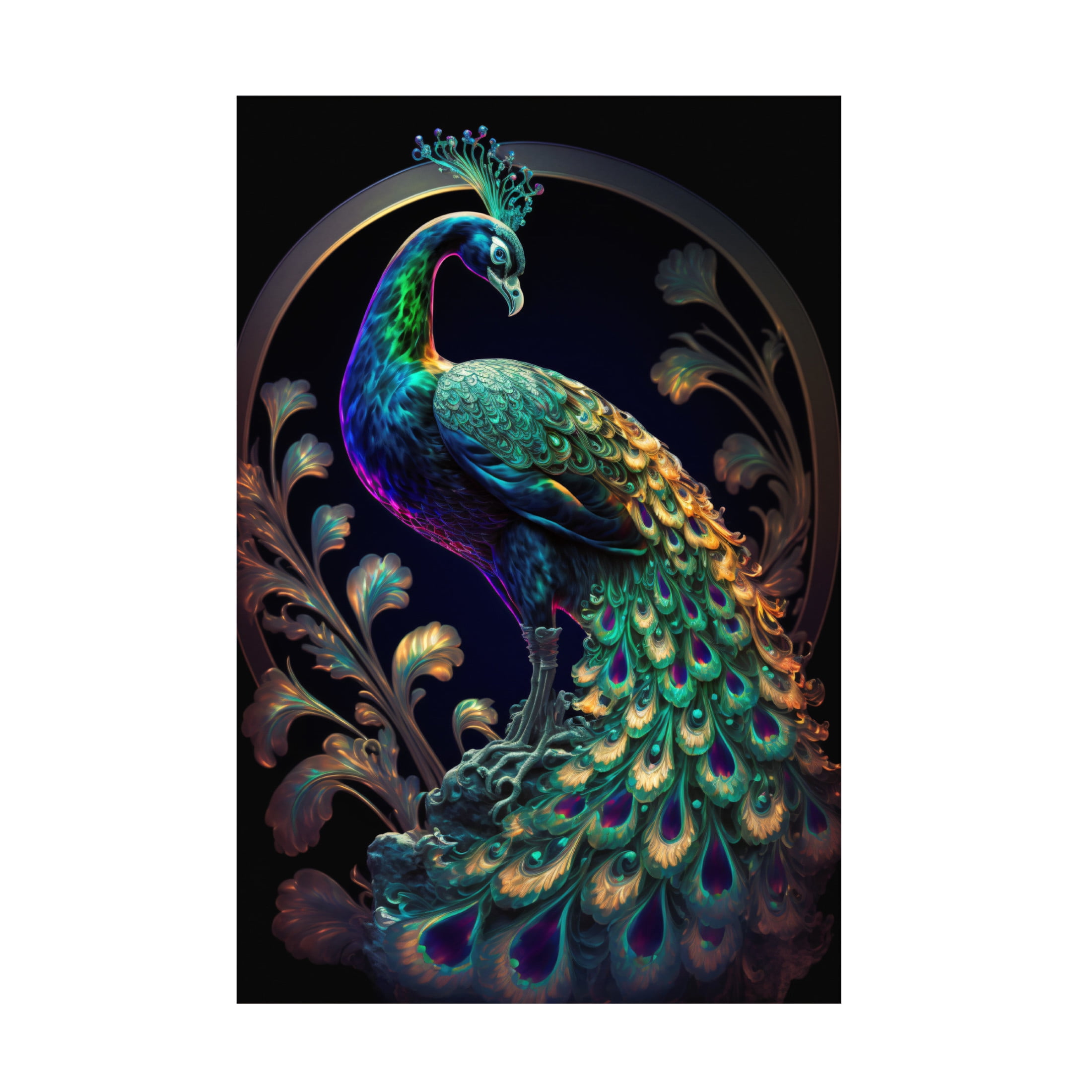Canvas Wall Art - Ray Heere 'Proud Peacocks 22' Wall Art for Living Room, Bedroom, or Office Décor by Trademark Fine Art - 30 x 47 Inches