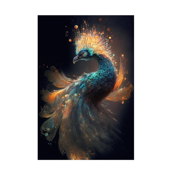 Canvas Wall Art - Ray Heere 'Proud Peacocks 24' Wall Art for Living Room, Bedroom, or Office Décor by Trademark Fine Art - 12 x 19 Inches
