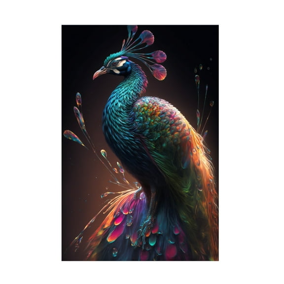 Canvas Wall Art - Ray Heere 'Proud Peacocks 29' Wall Art for Living Room, Bedroom, or Office Décor by Trademark Fine Art - 12 x 19 Inches