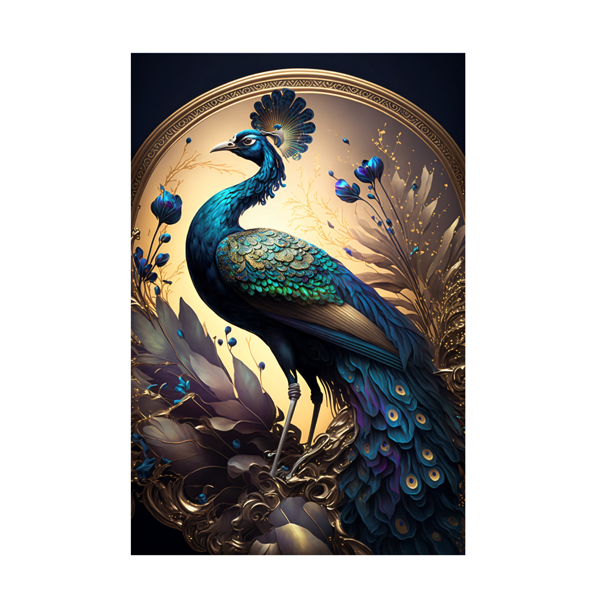 Canvas Wall Art - Ray Heere 'Proud Peacocks 3' Wall Art for Living Room, Bedroom, or Office DÃ©cor by Trademark Fine Art - 22 x 32 Inches