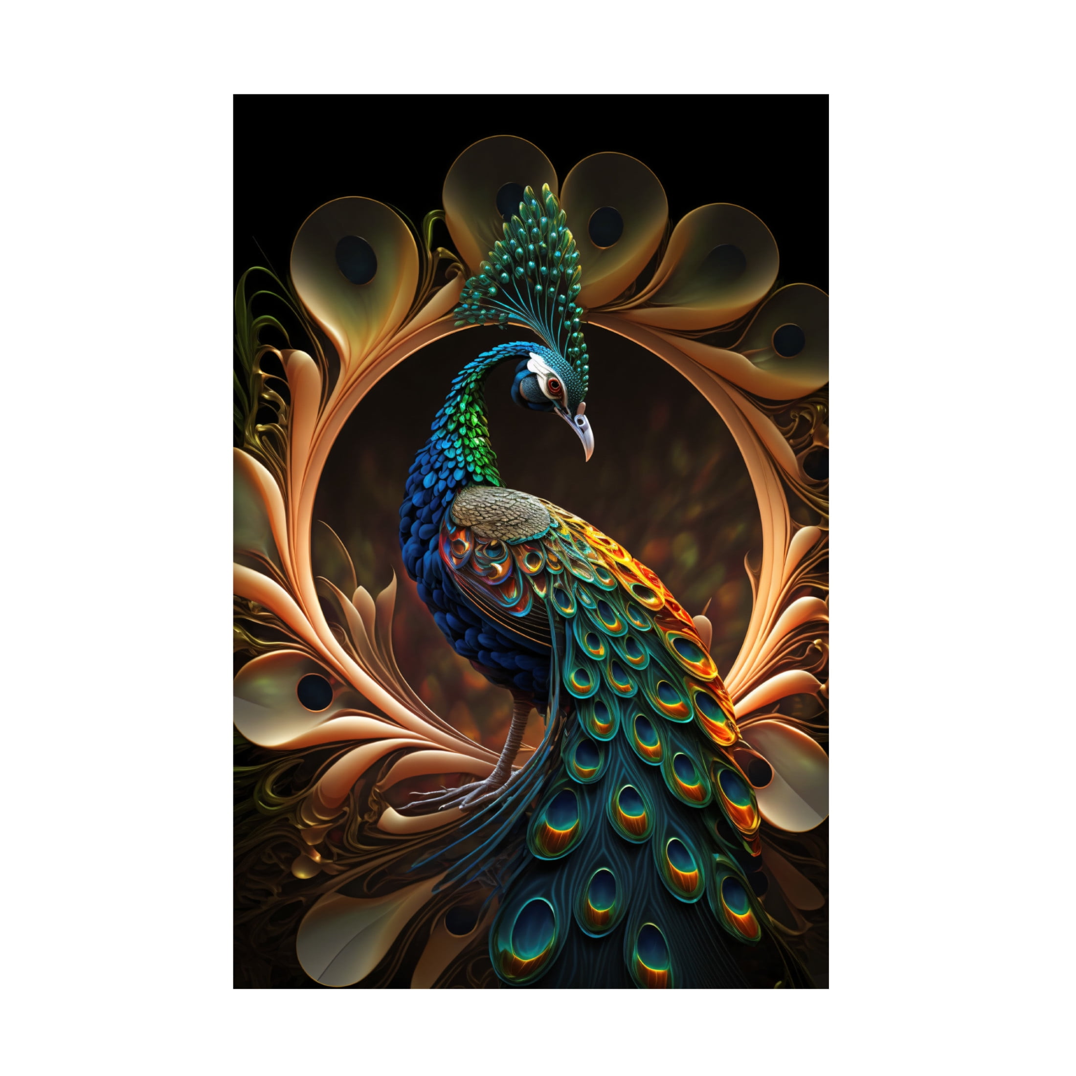 Canvas Wall Art - Ray Heere 'Proud Peacocks 31' Wall Art for Living Room, Bedroom, or Office Décor by Trademark Fine Art - 30 x 47 Inches