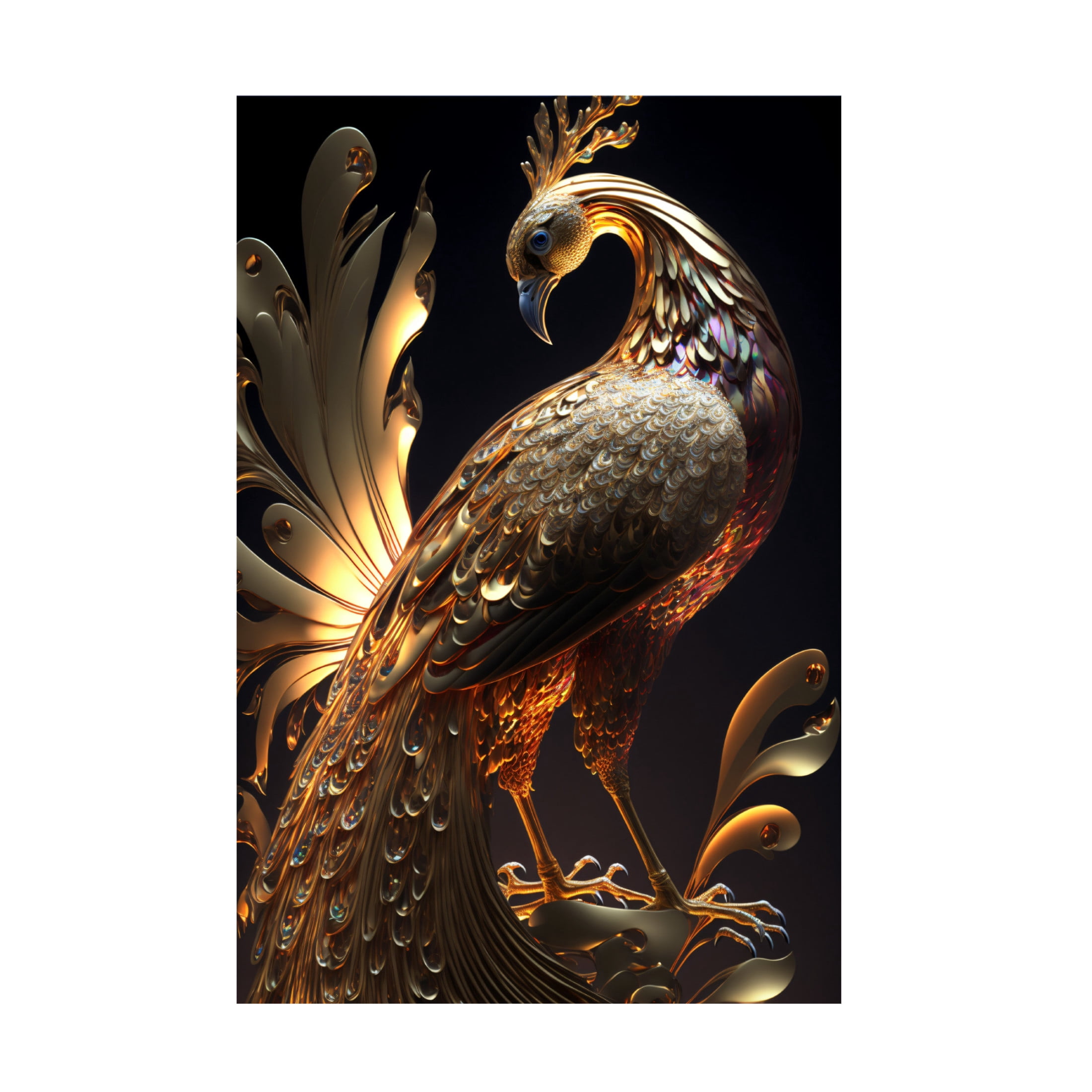 Canvas Wall Art - Ray Heere 'Proud Peacocks 34' Wall Art for Living Room, Bedroom, or Office Décor by Trademark Fine Art - 12 x 19 Inches